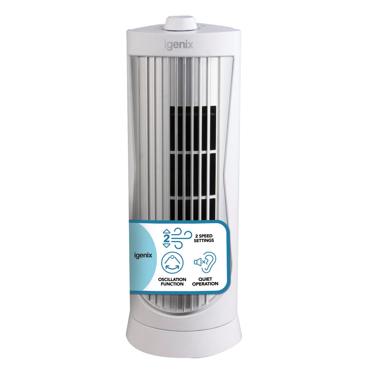 Mini Tower Fan, Oscillating, 12 Inch, White