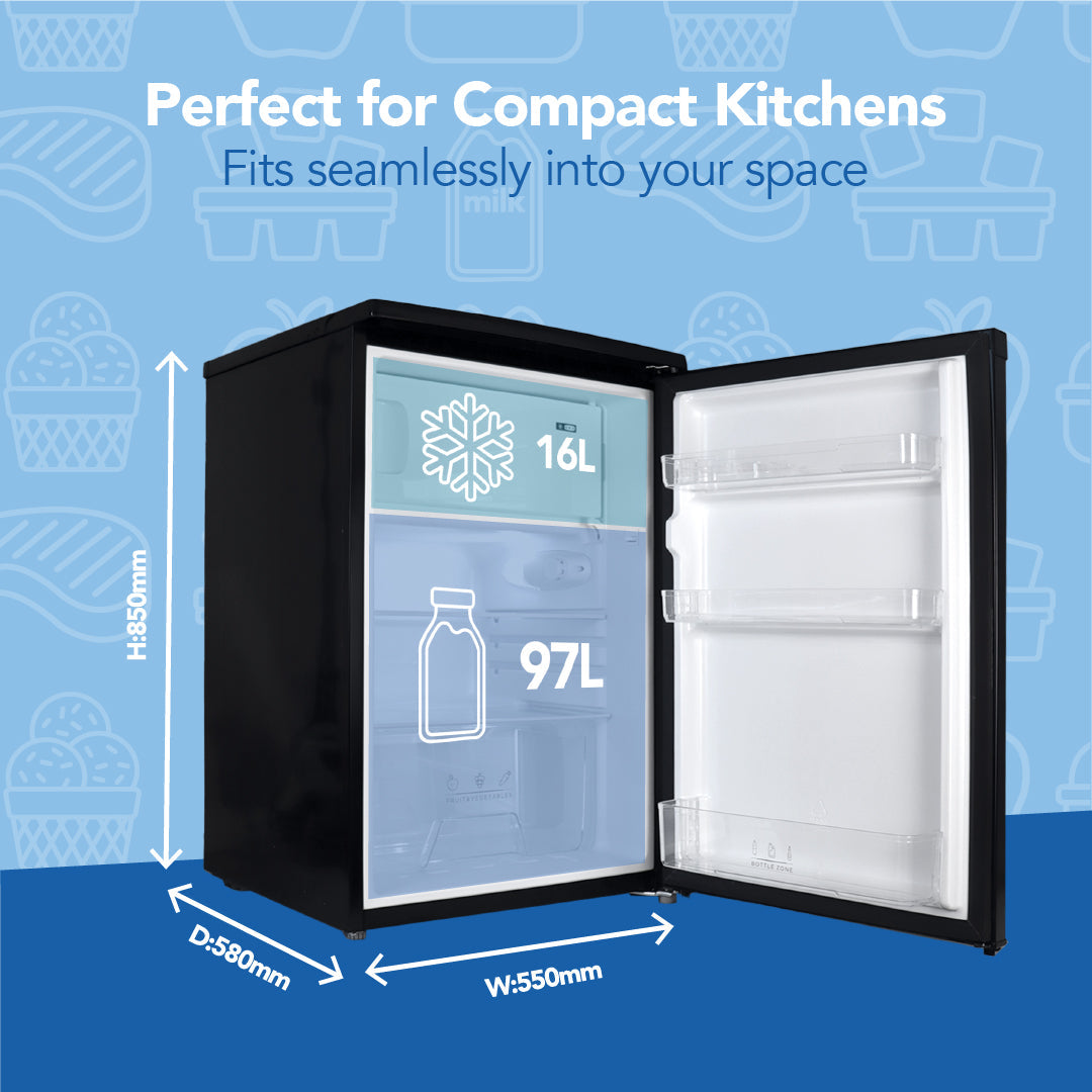 Under Counter Fridge with Ice Box, Black