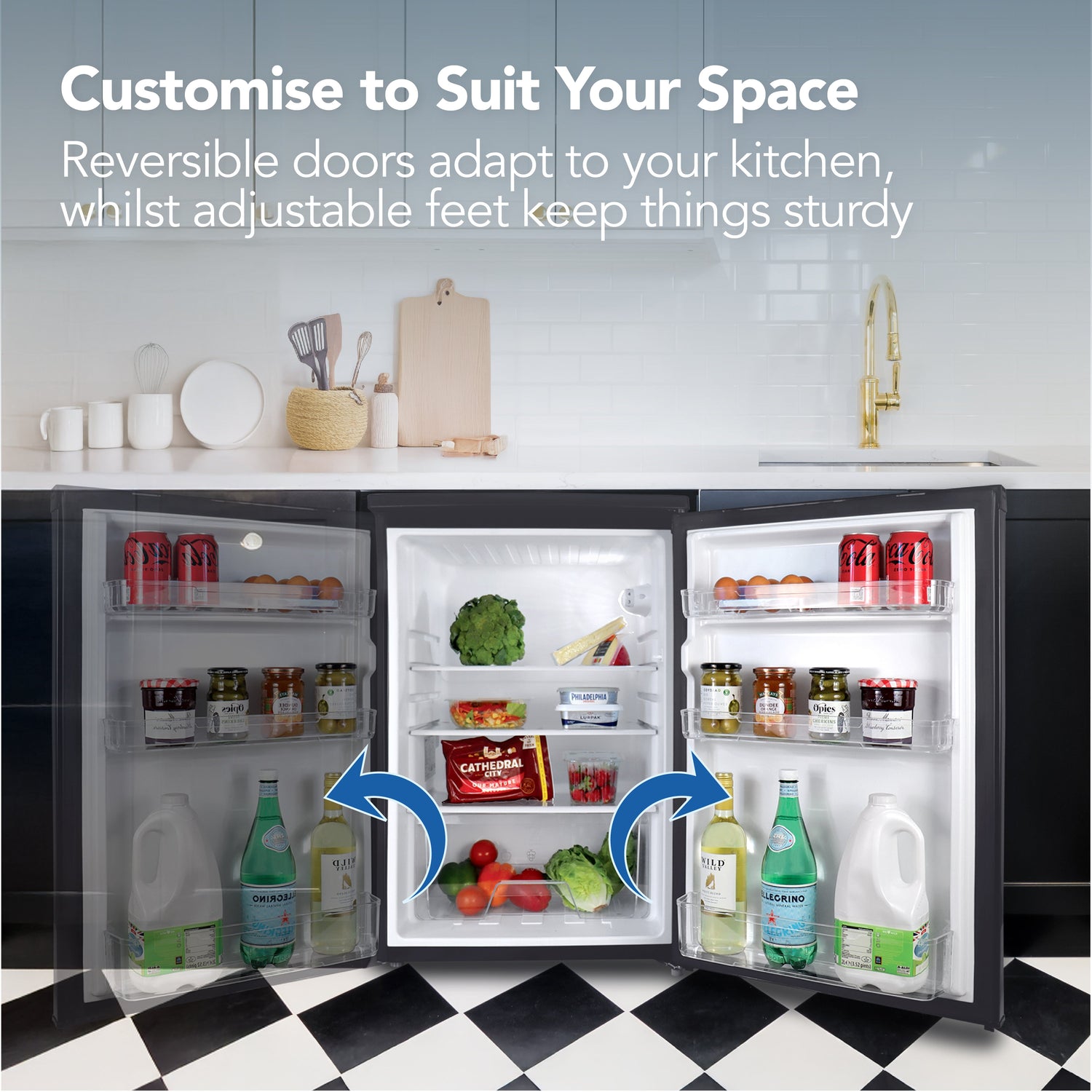 Under Counter Larder Fridge, 131 Litre, Black