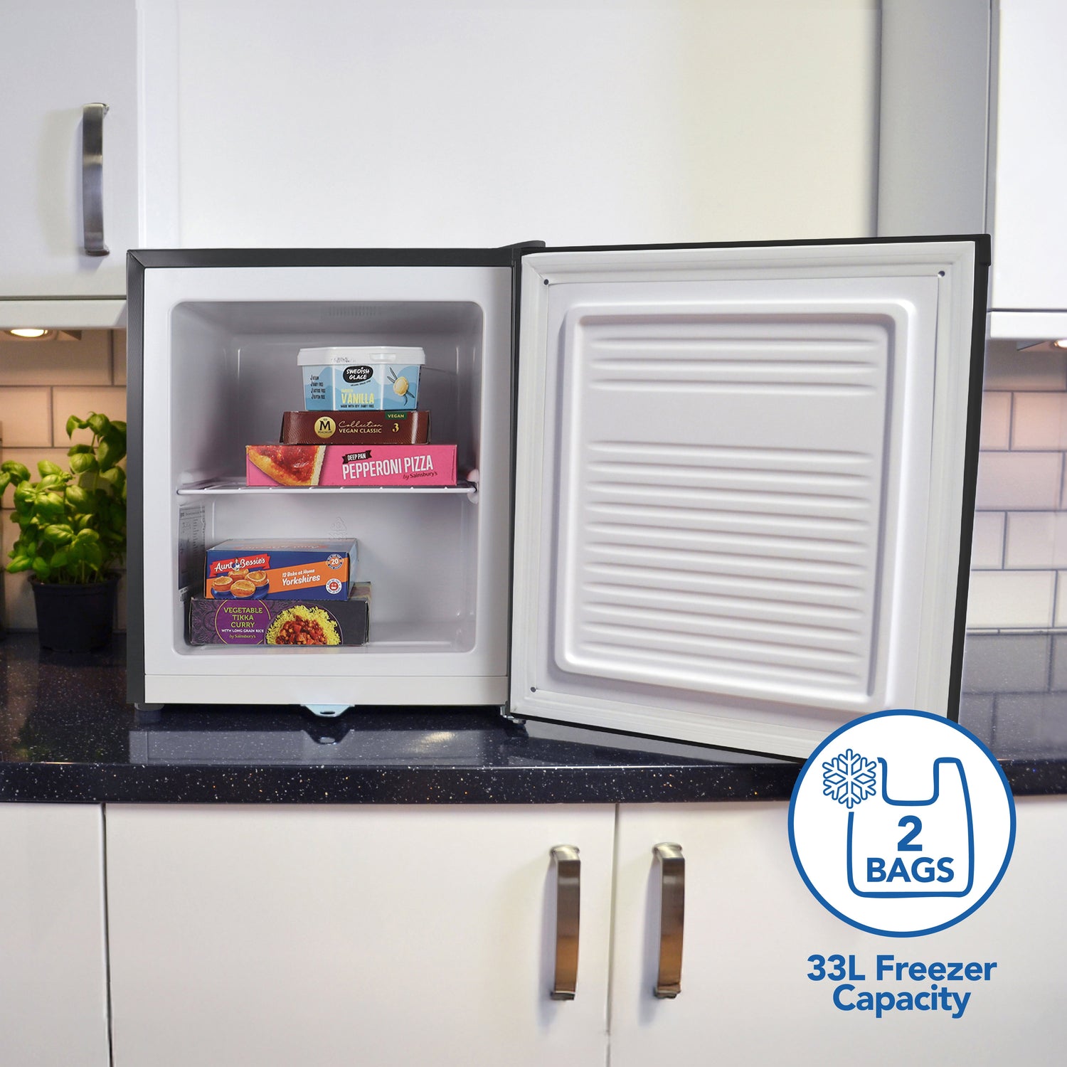 Table Top Freezer with Lockable Door, 33 Litre, Black