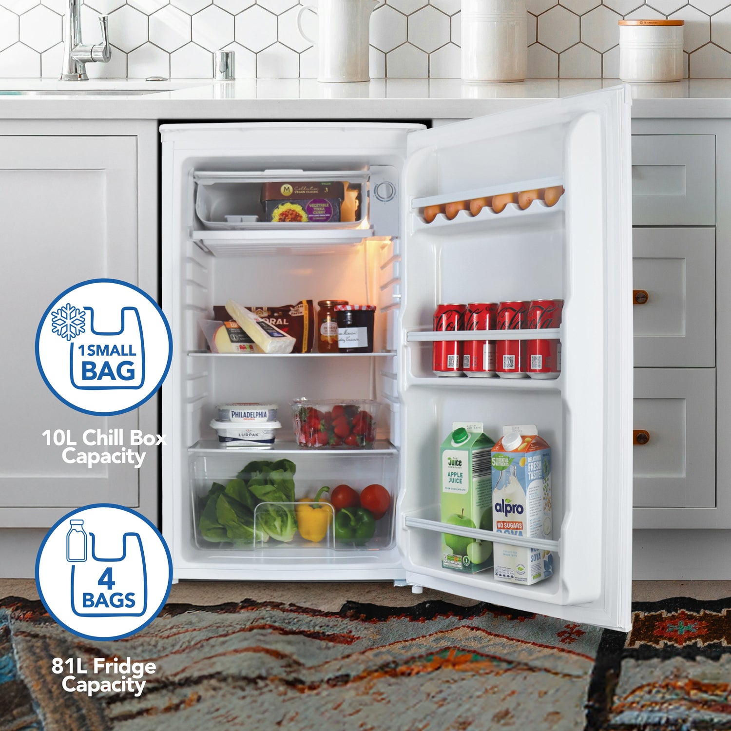 Under Counter Fridge with Chill Box, 91 Litre, White