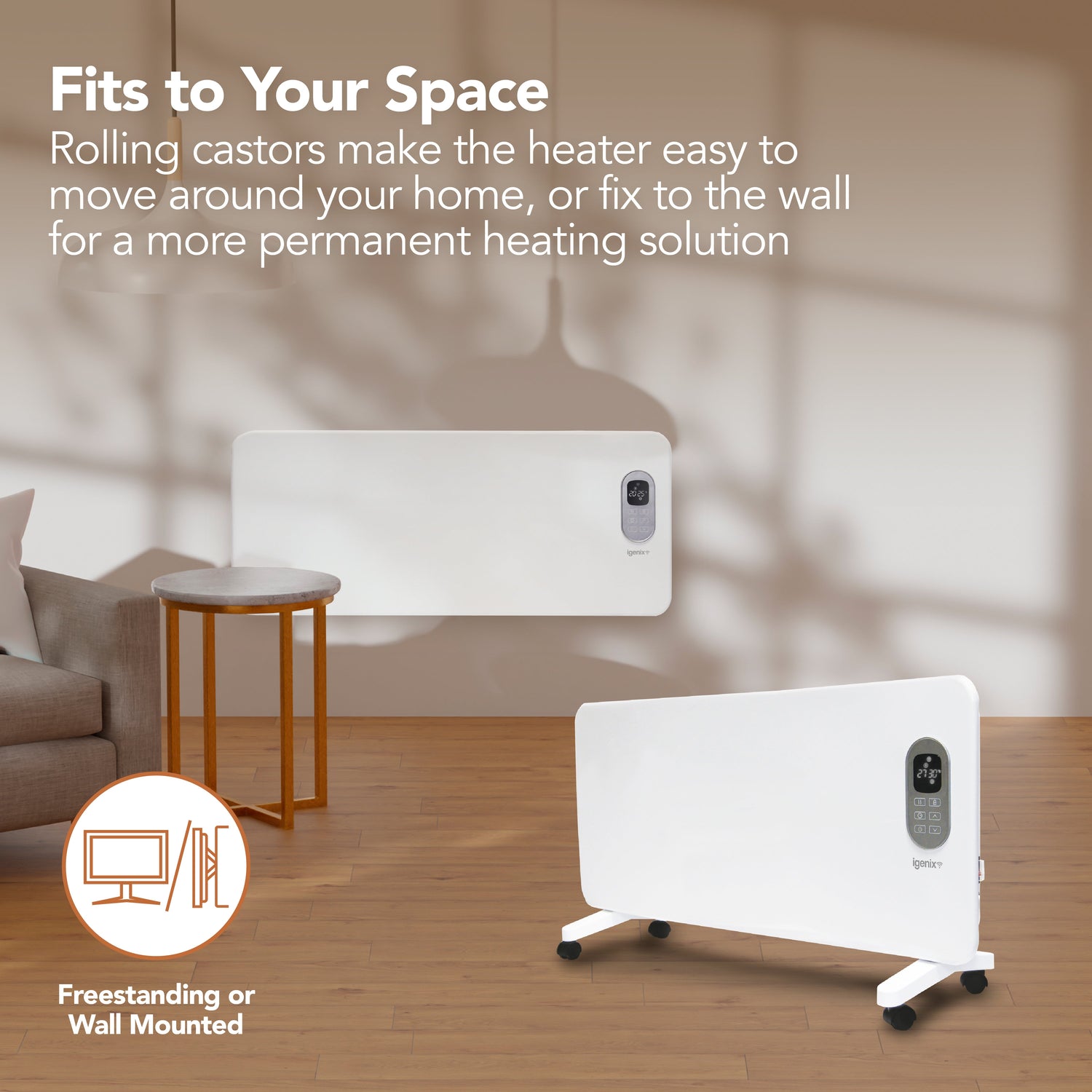 Smart Electric Panel Heater, 2000W, White