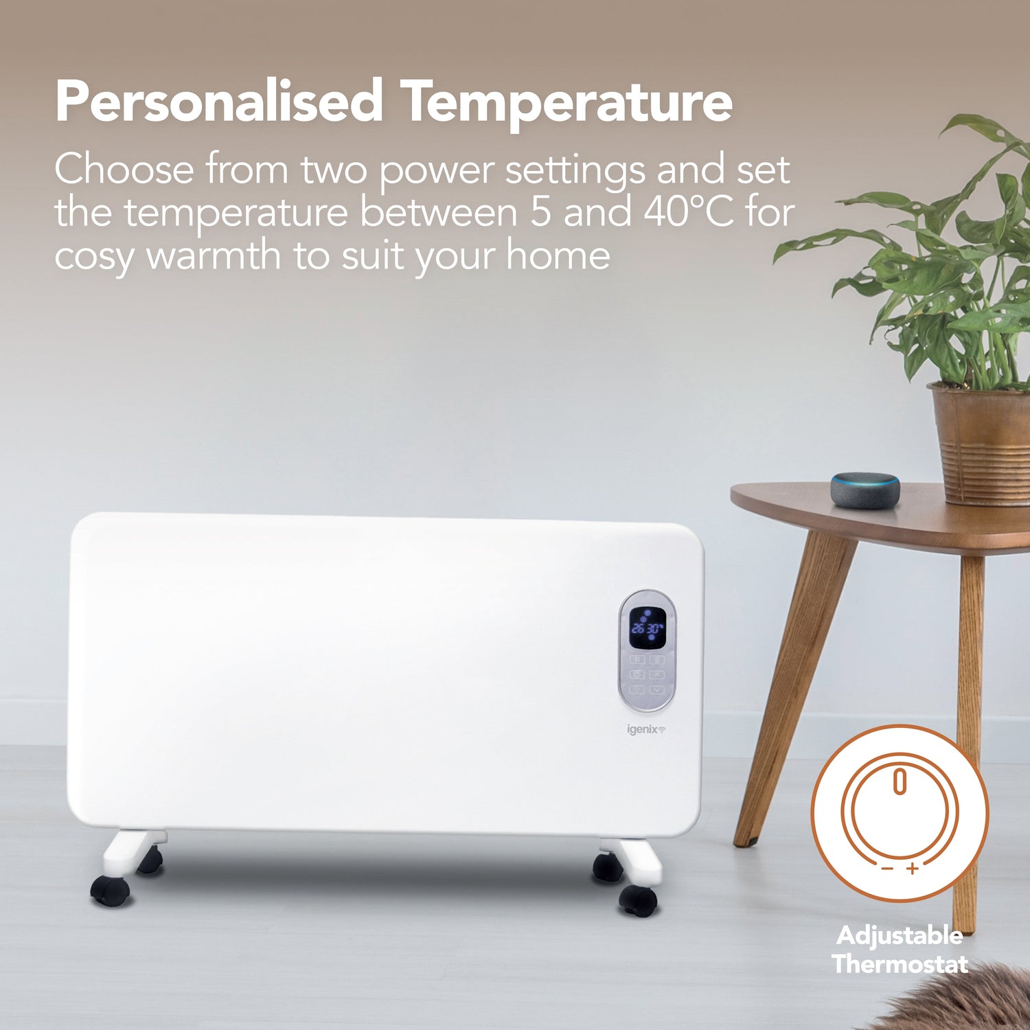 Smart Electric Panel Heater, 2000W, White