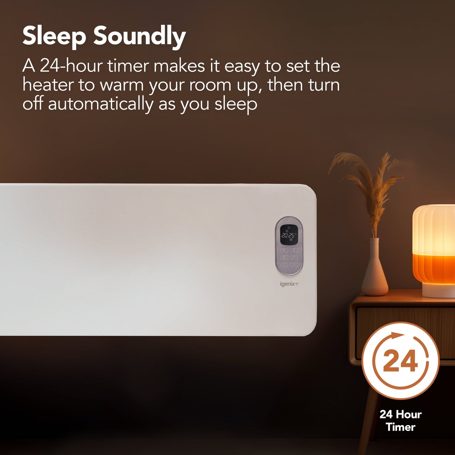 Smart Electric Panel Heater, 2000W, White