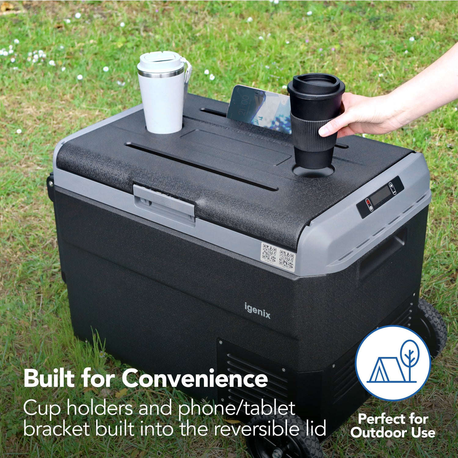 50L Portable Fridge Freezer, Black