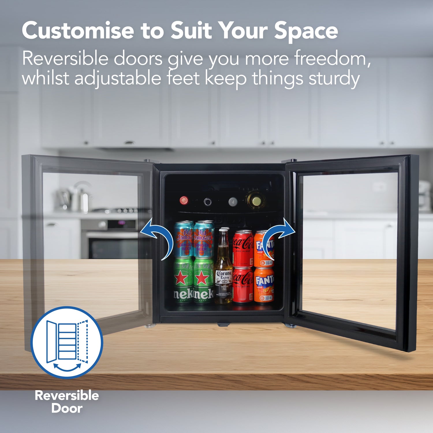 Tabletop Drinks Fridge, 48 Litre, Black