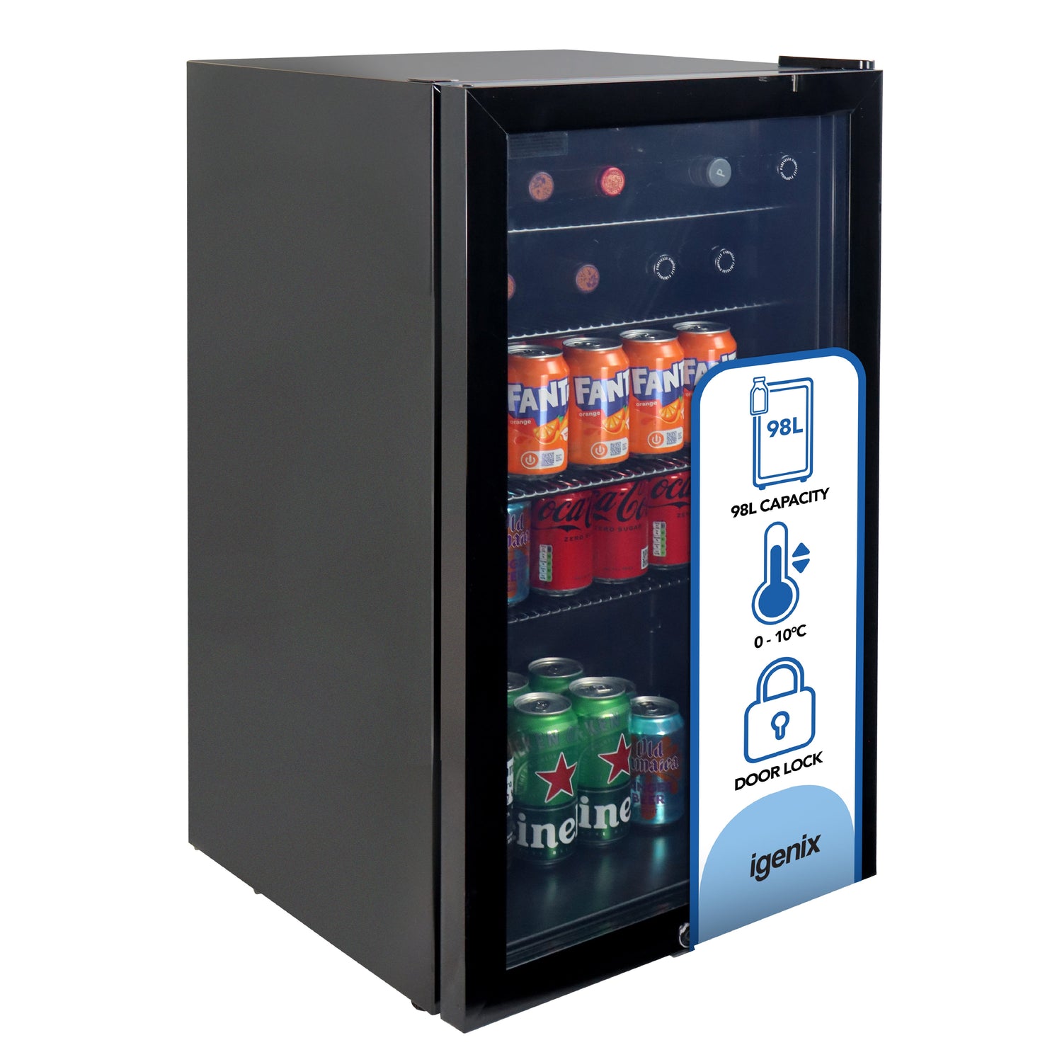 Under Counter Drinks Fridge, 98 Litre, Black