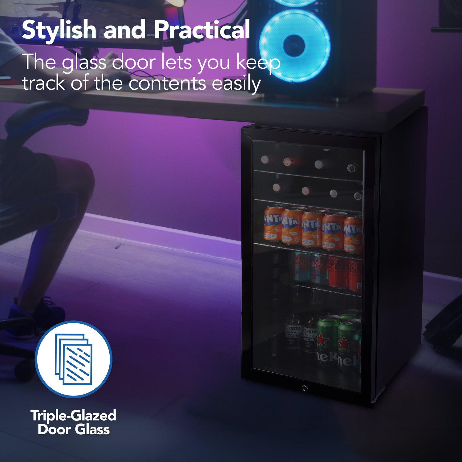 Under Counter Drinks Fridge, 98 Litre, Black