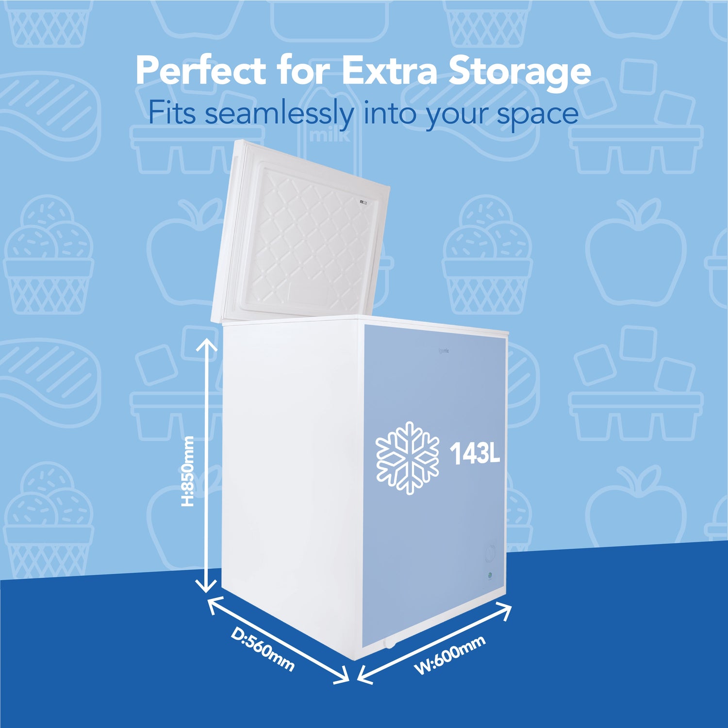 Freestanding Chest Freezer, 143 Litre, White