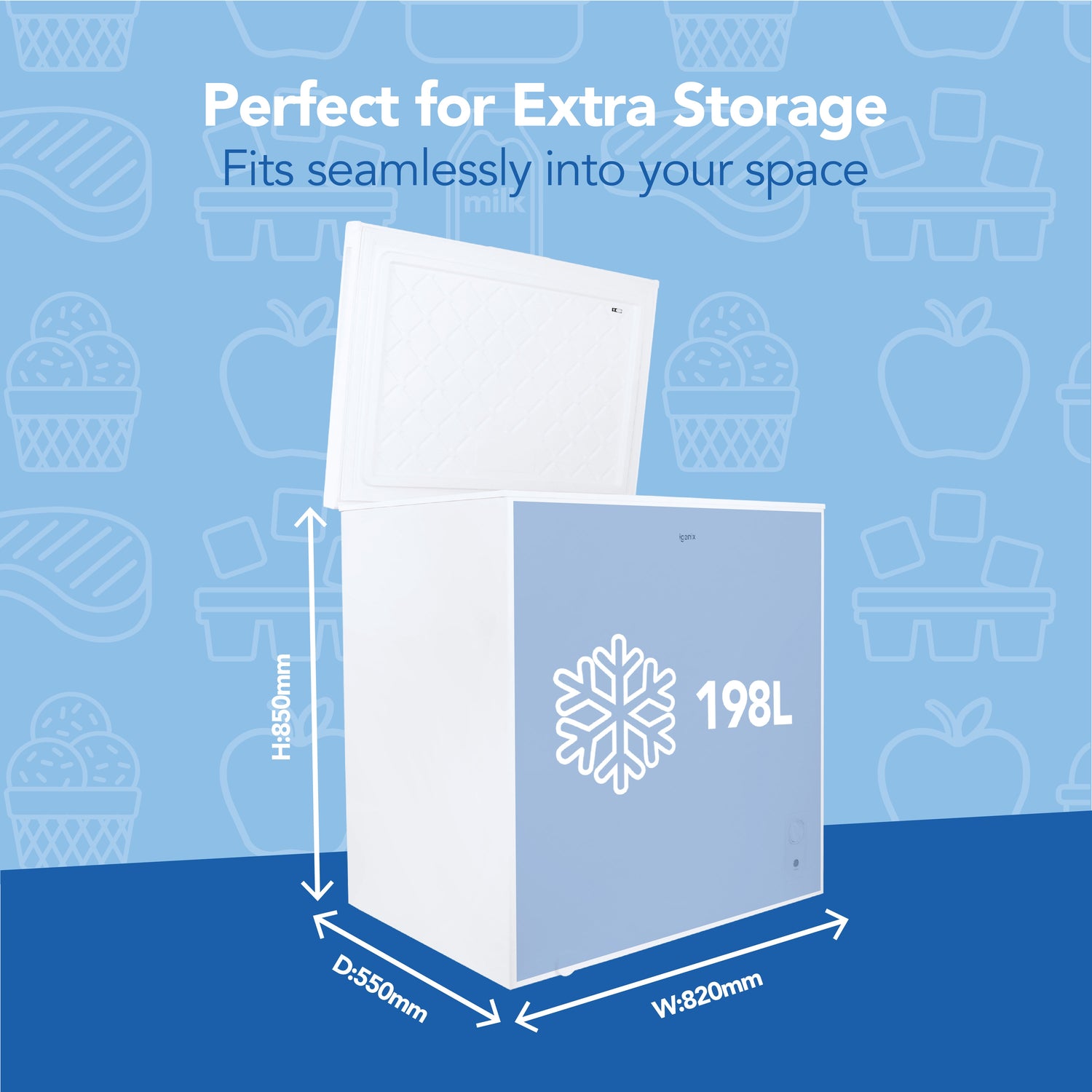 Freestanding Chest Freezer, 198 Litre, White