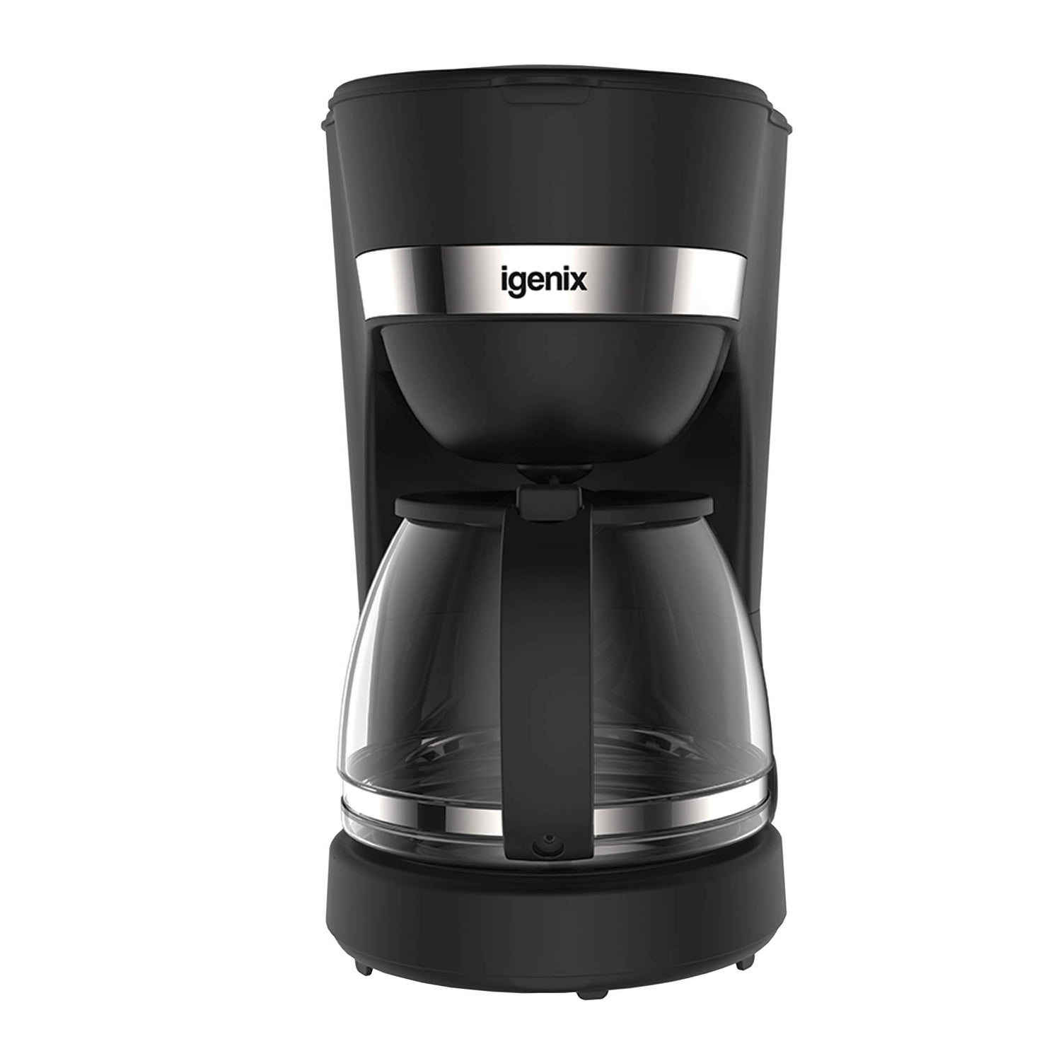 Igenix 1.25L Filter Coffee Maker – 750W, Anti-Drip, Keep Warm Function, Boil-Dry Protection, Dishwasher Safe Glass Carafe, IGCM01286B, Black