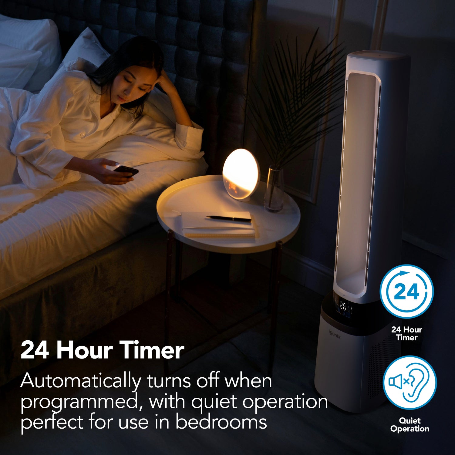 41 Inch Bladeless Tower Fan with Air Purifier, 2-in-1 Cooling Tower Fan, IGFD02549W