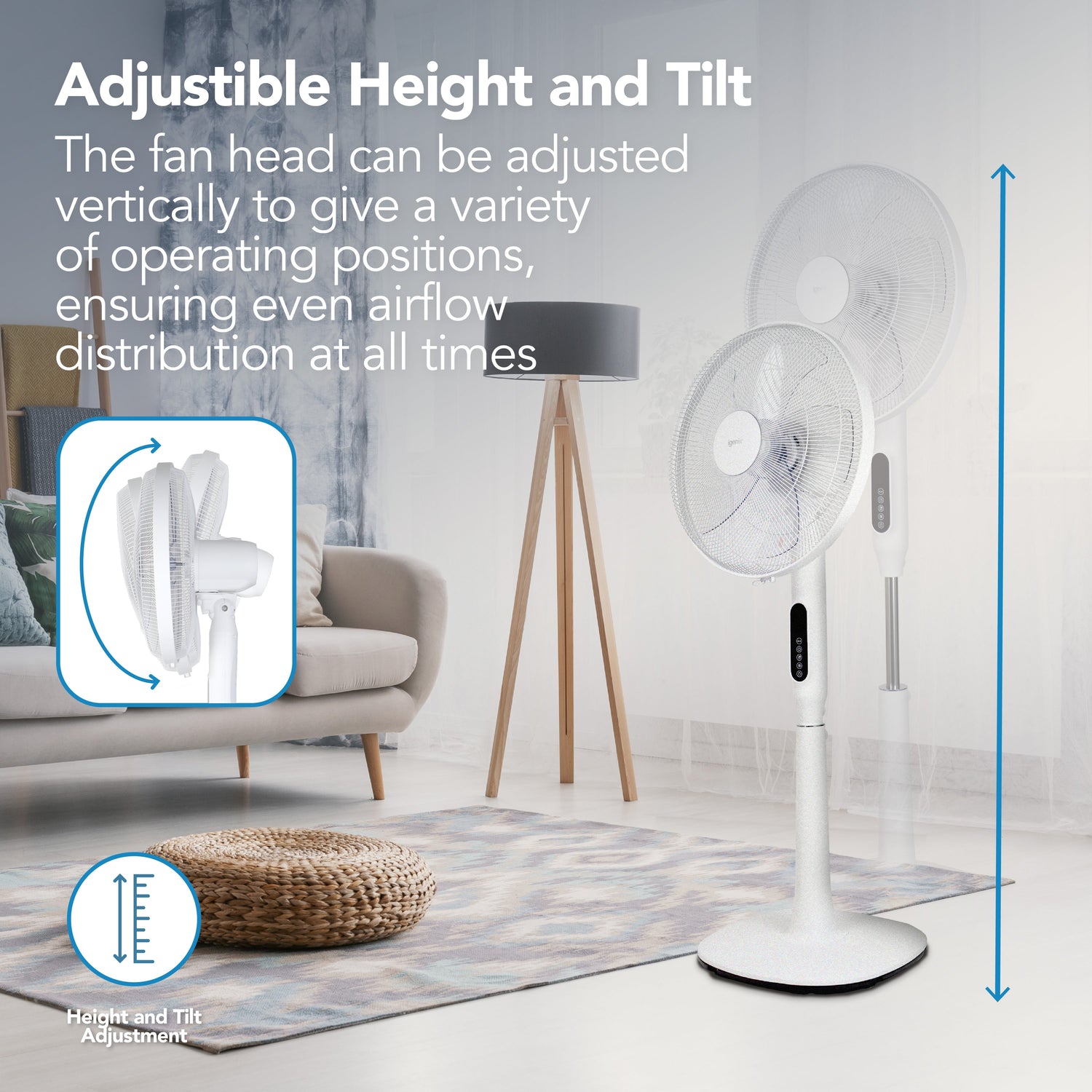 Igenix Digital Pedestal Fan, White
