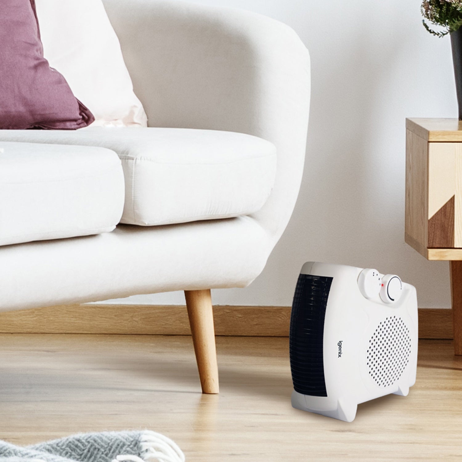 Igenix IGHF01914W Upright/Flat Fan Heater, 2 Heat Settings, 1800W/2000W, White