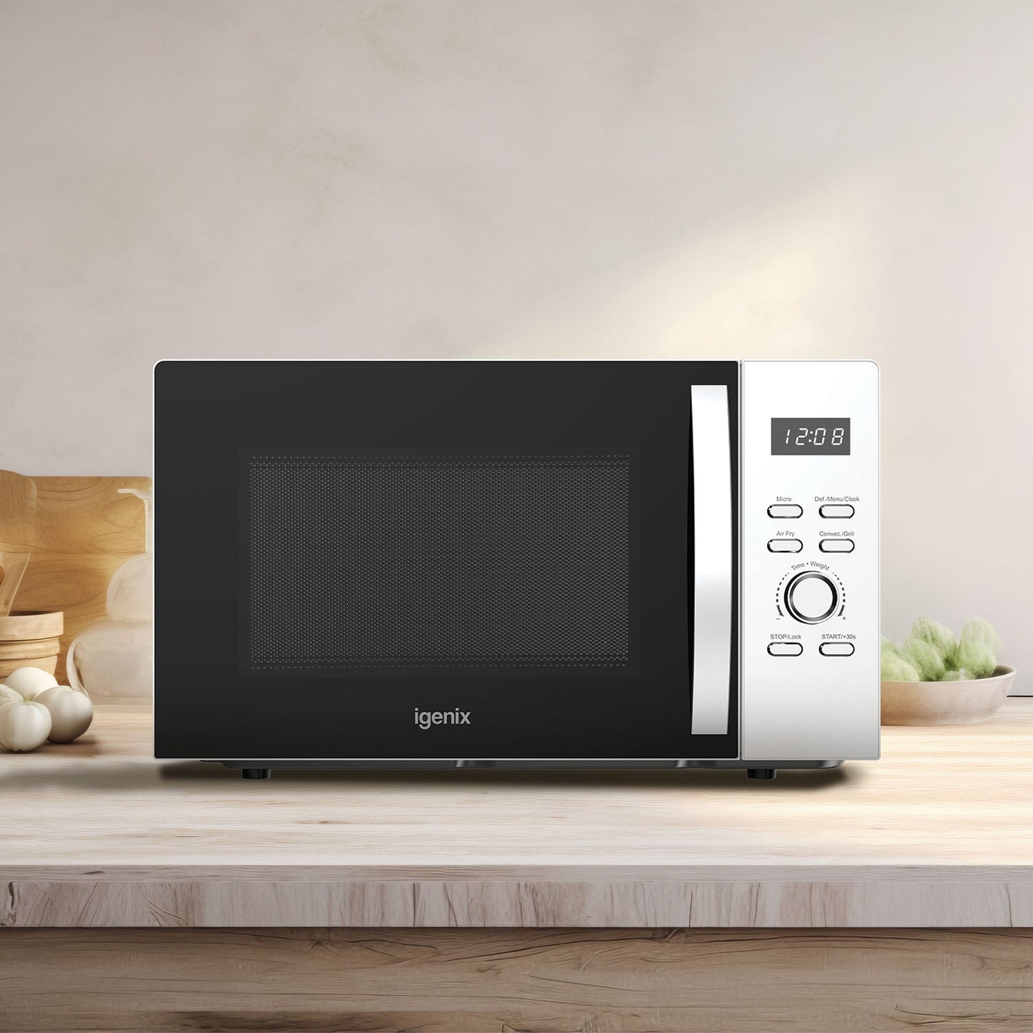 Digital Microwave, 25 Litre, 60 Min Timer, Air Fryer Function, 850W, White, IGMC02580W