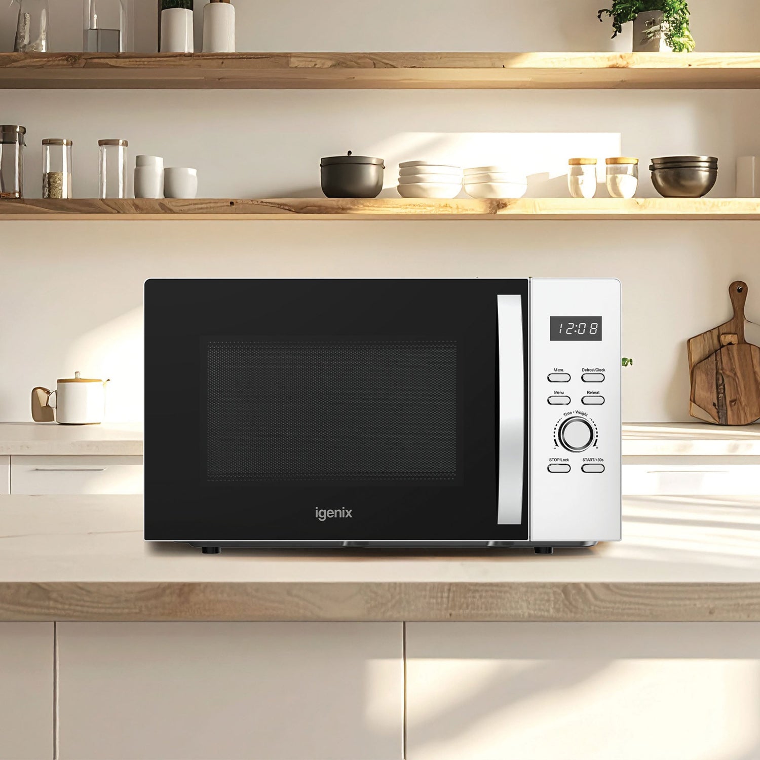 Digital Microwave, 30 Litre, 950W, White, Igenix IGMS03090W