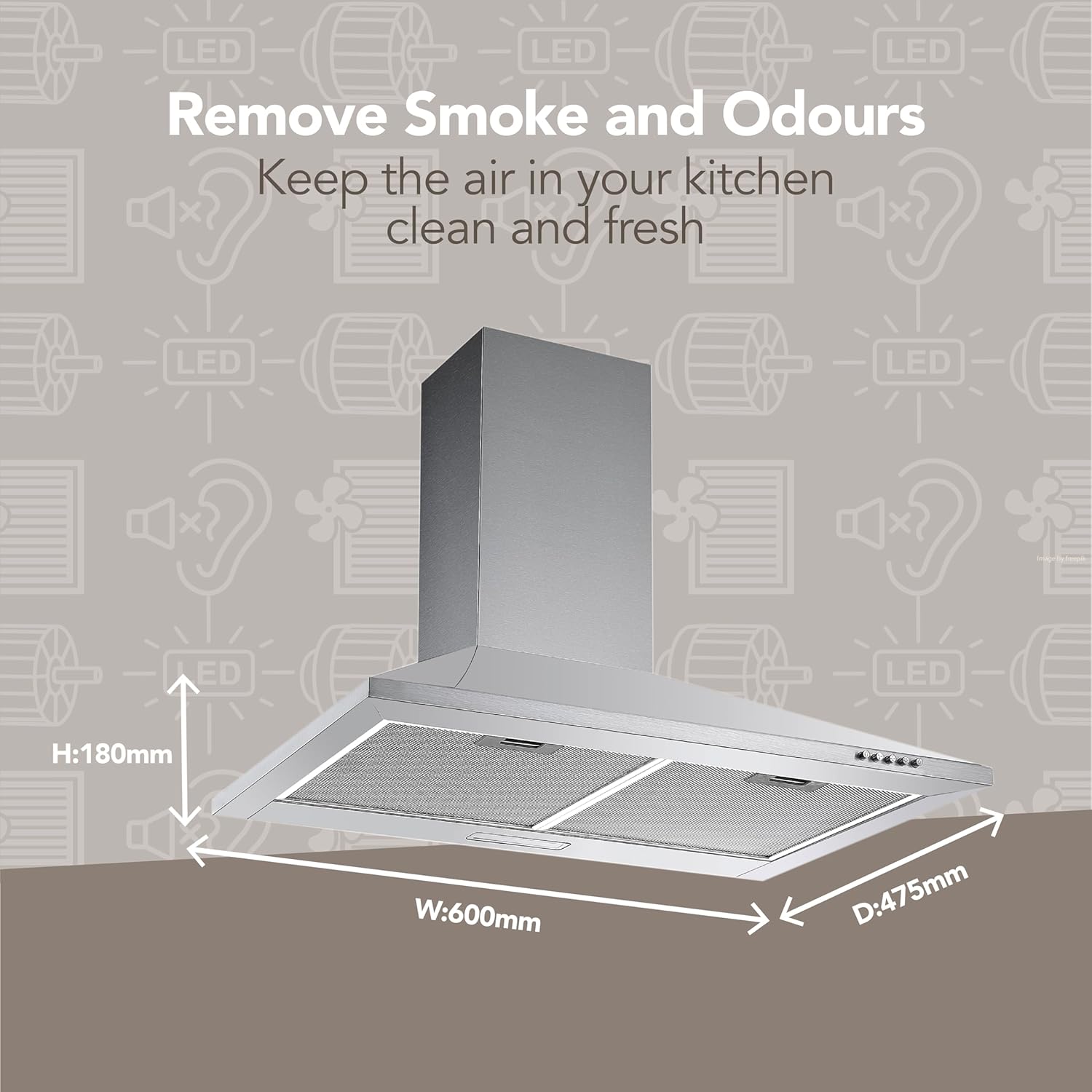 Igenix 60CM Chimney Cooker Hood, Stainless Steel