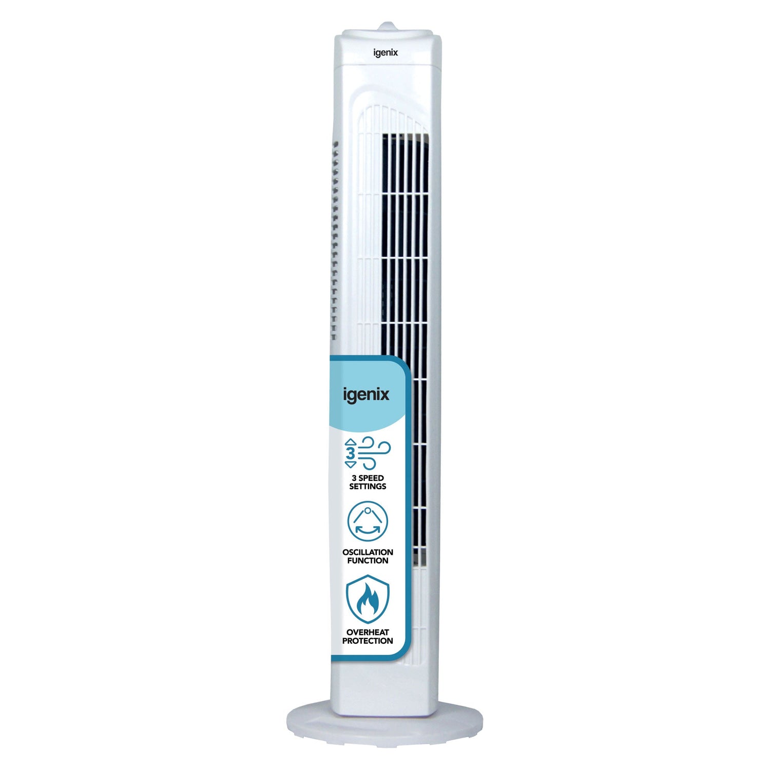 Tower Fan, Oscillating, 29 Inch, 3 Speeds, White