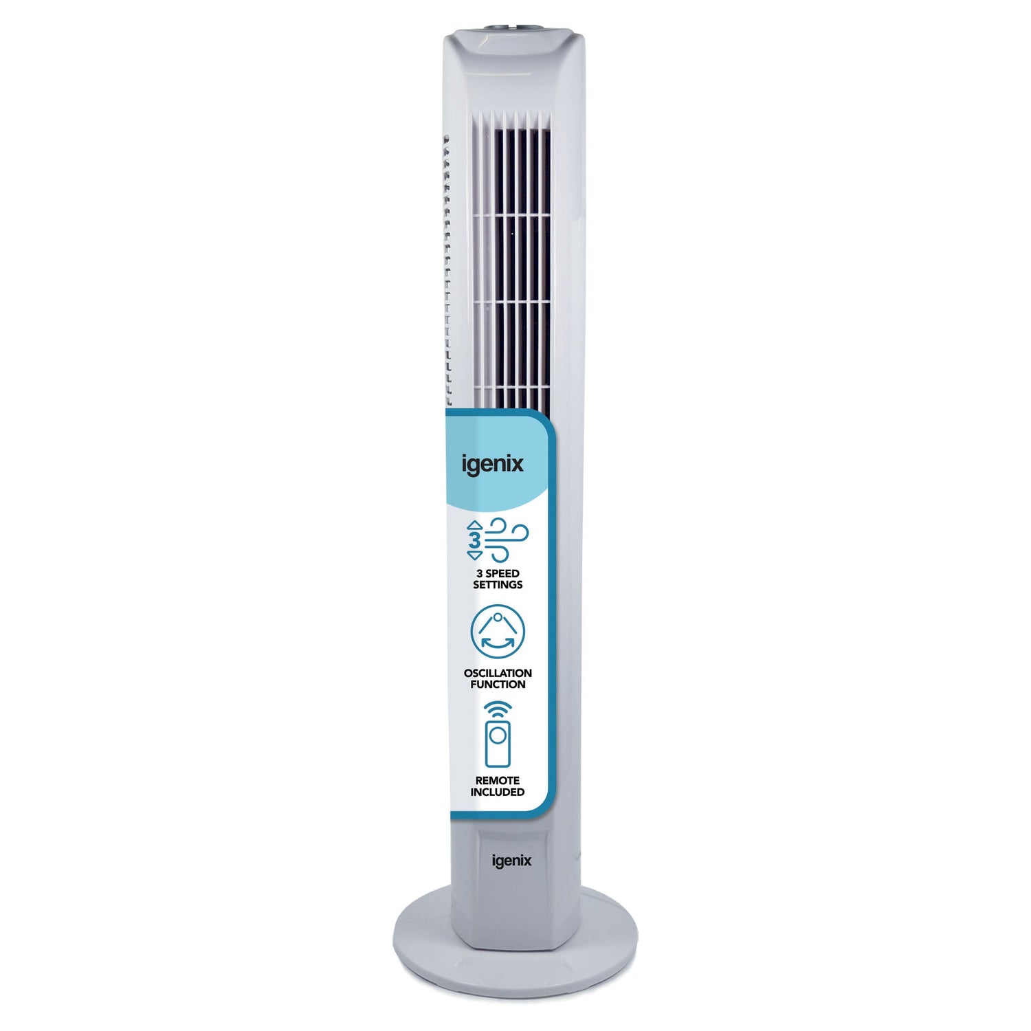 Tower Fan, Oscillating, 7.5 Hour Timer, 29 Inch, White