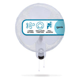 16 Inch Wall-Mounted Fan, 3 Speeds, White
