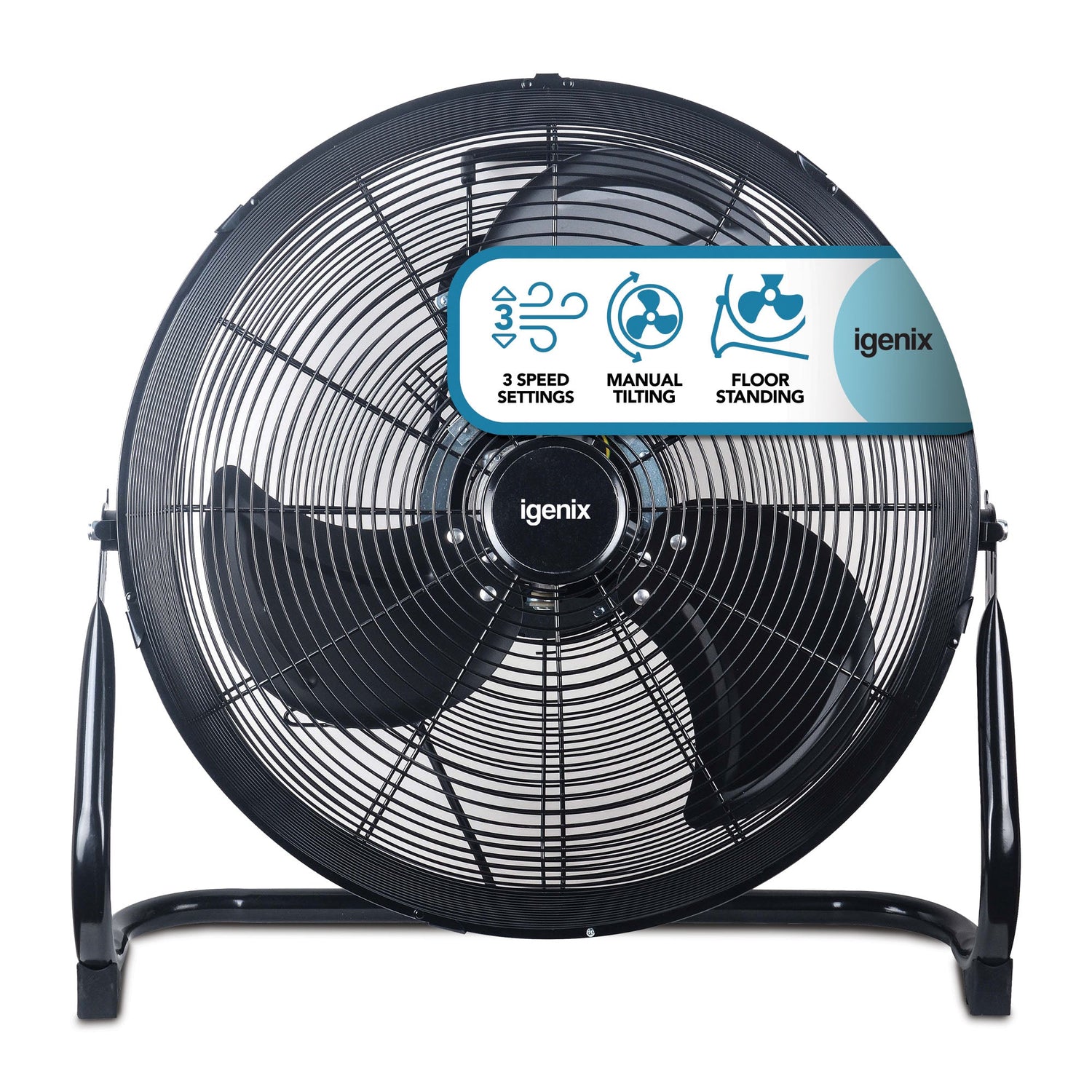 Air Circulator Floor Fan, 3 Speeds, 18 Inch, Black