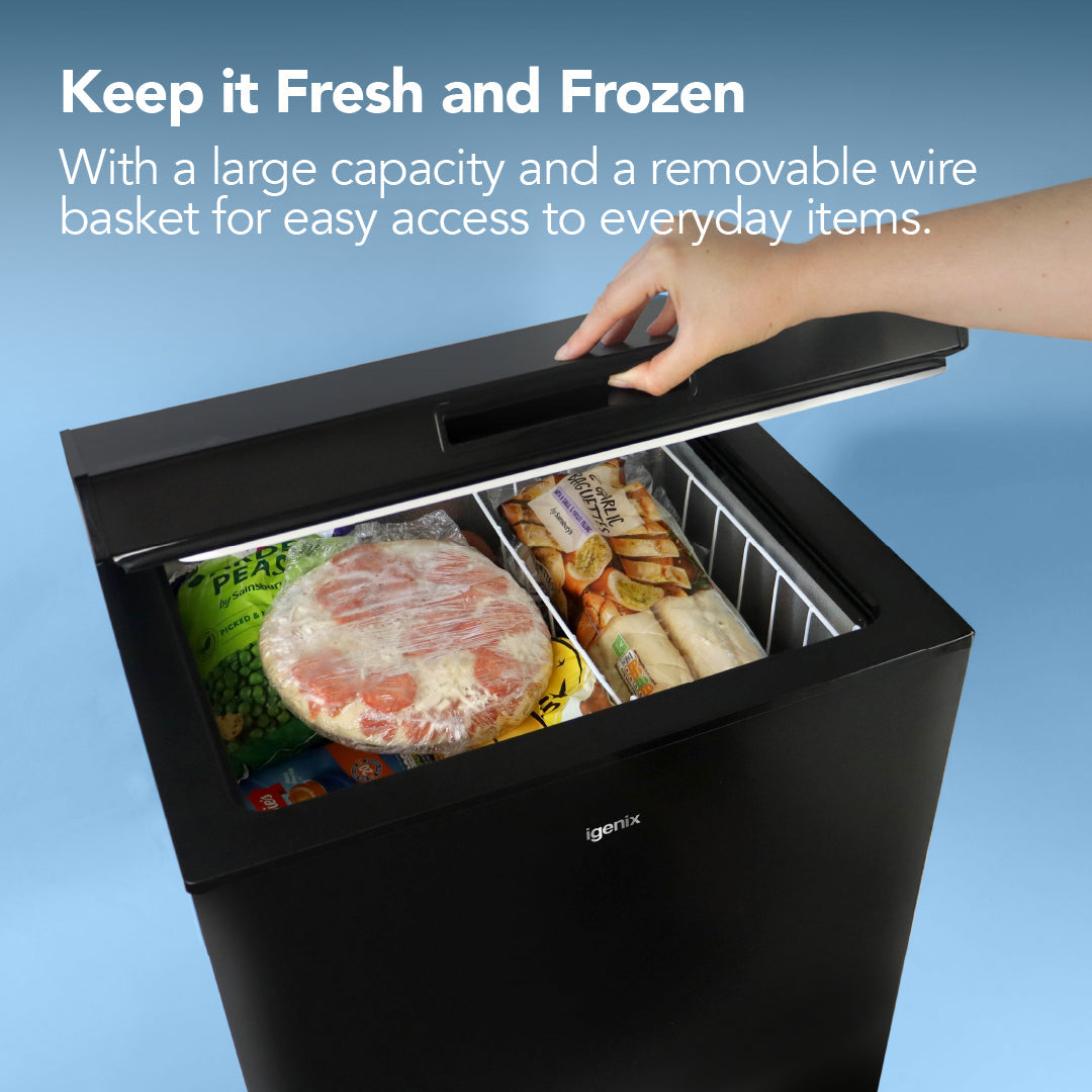 Freestanding Chest Freezer, 99 Litre, Black