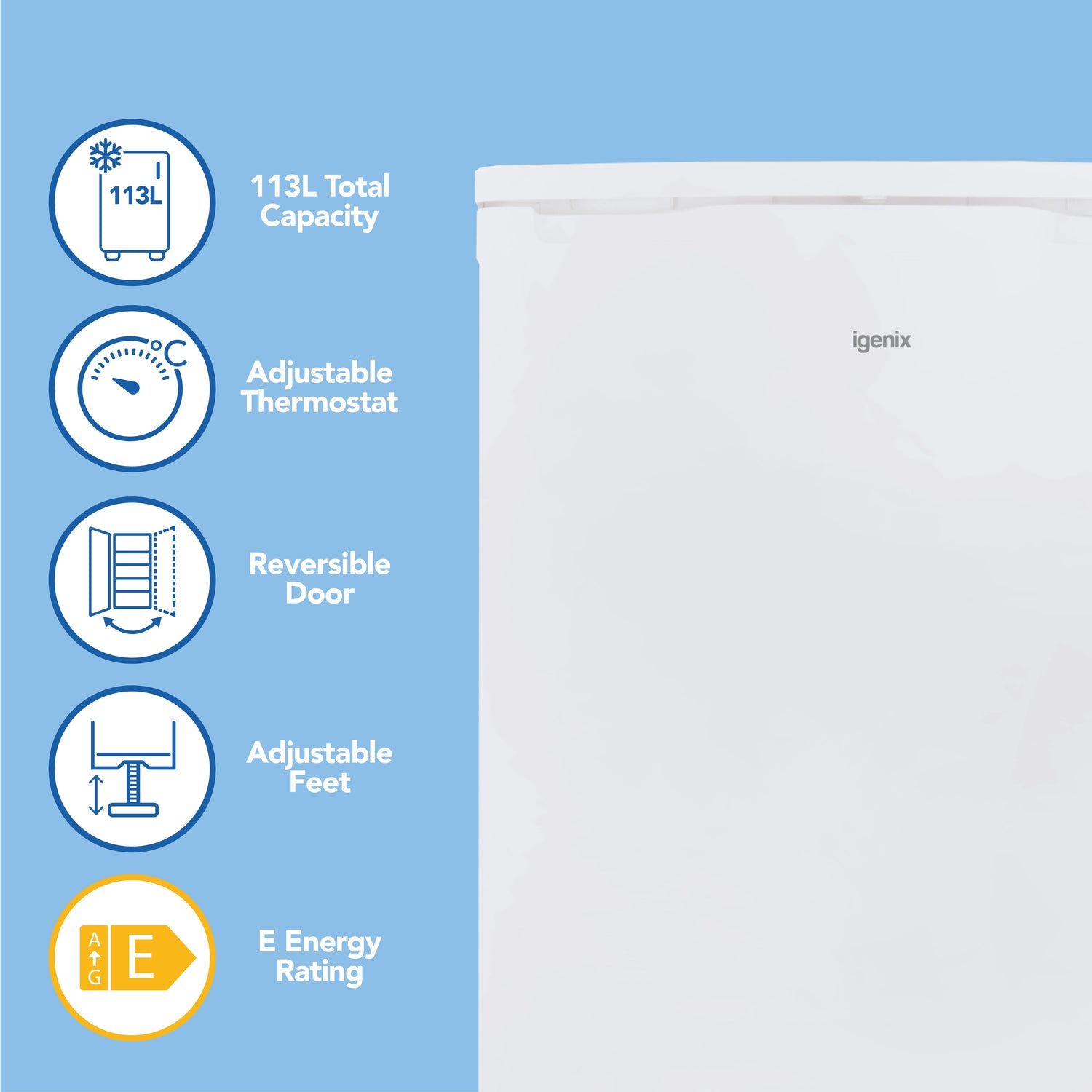 Under Counter Fridge with Ice Box, White