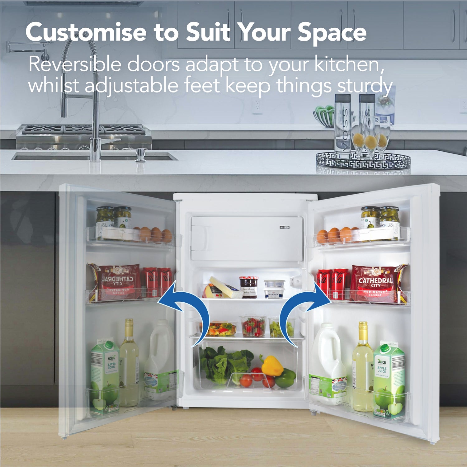 Under Counter Fridge with Ice Box, White