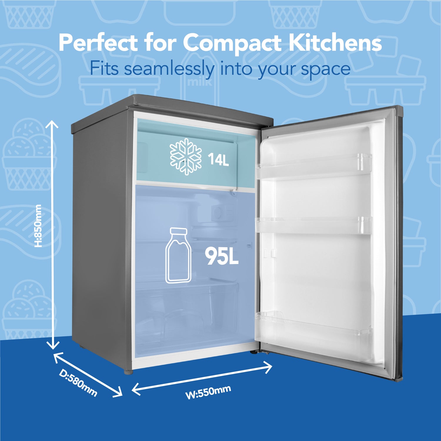 Under Counter Fridge with Ice Box, Inox