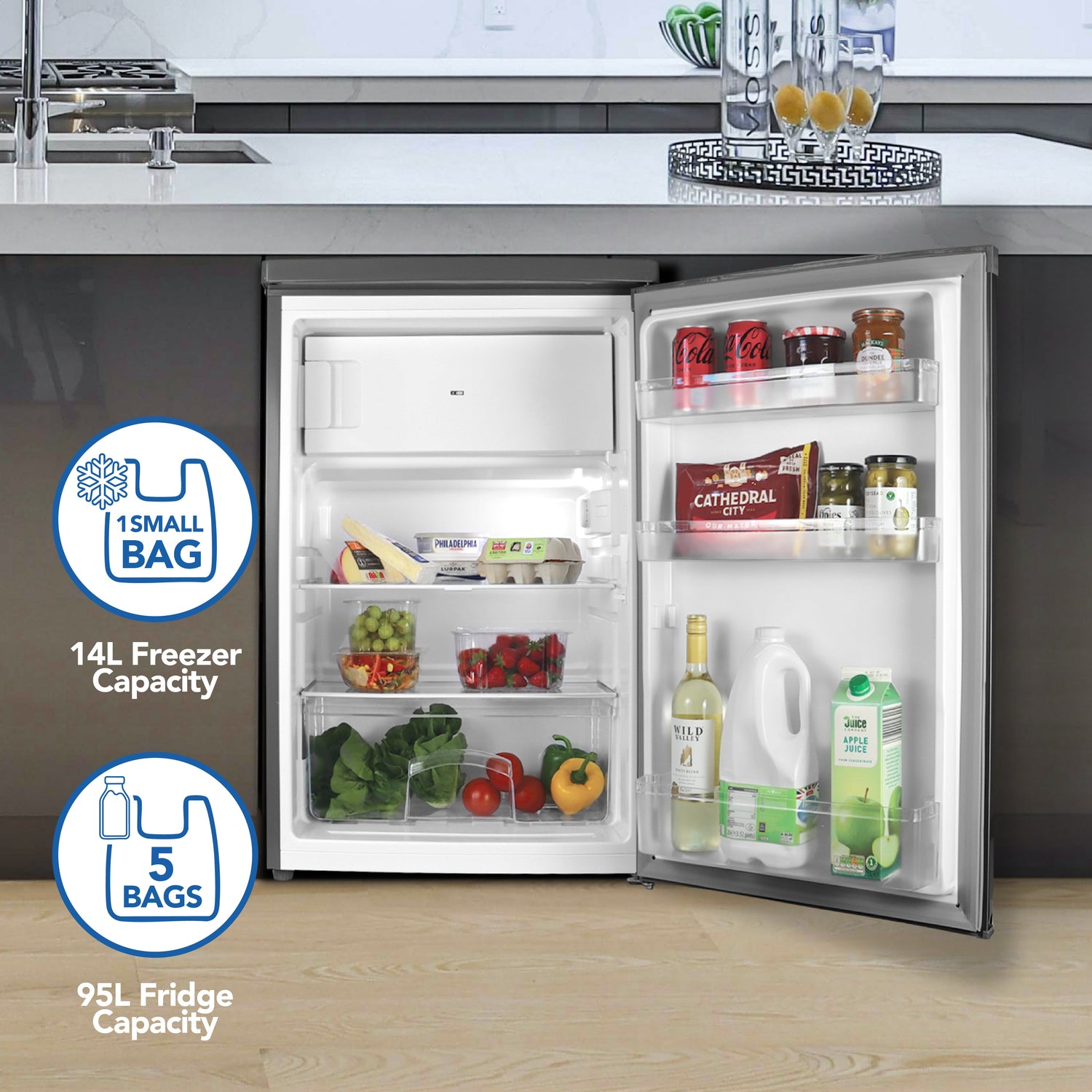 Under Counter Fridge with Ice Box, Inox