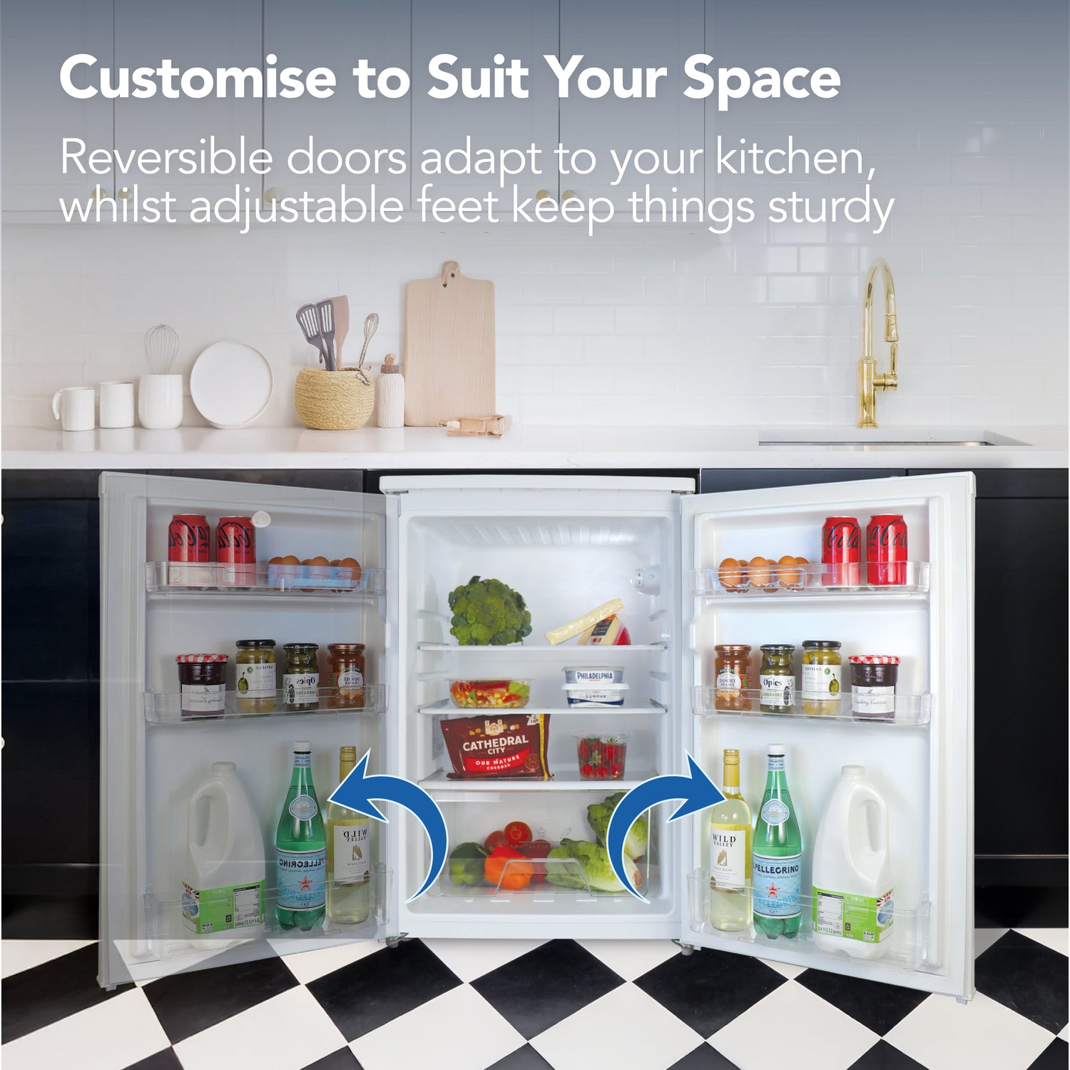 Under Counter Larder Fridge, 131 Litre, White