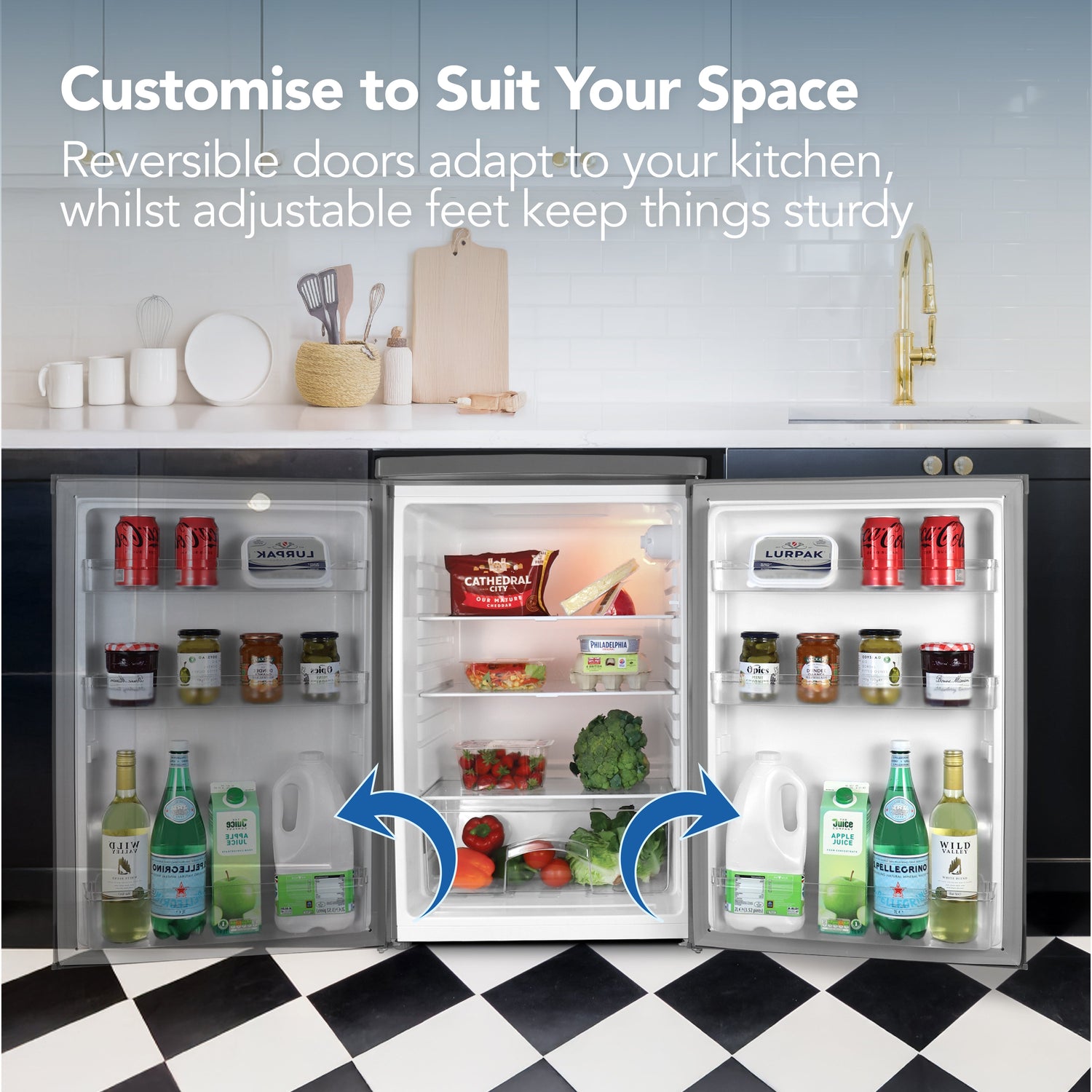Under Counter Larder Fridge, 127 Litre, Silver