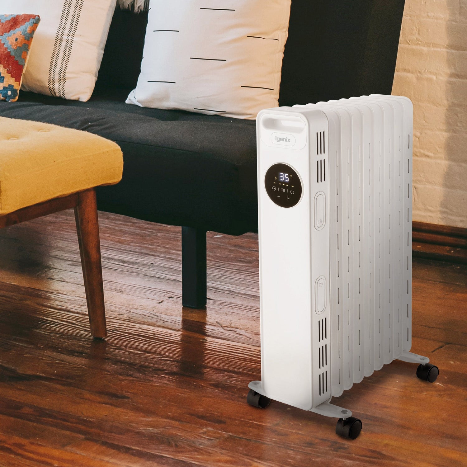 Digital Oil Filled Radiator, 2kW/2000W, Overheat Protection, White