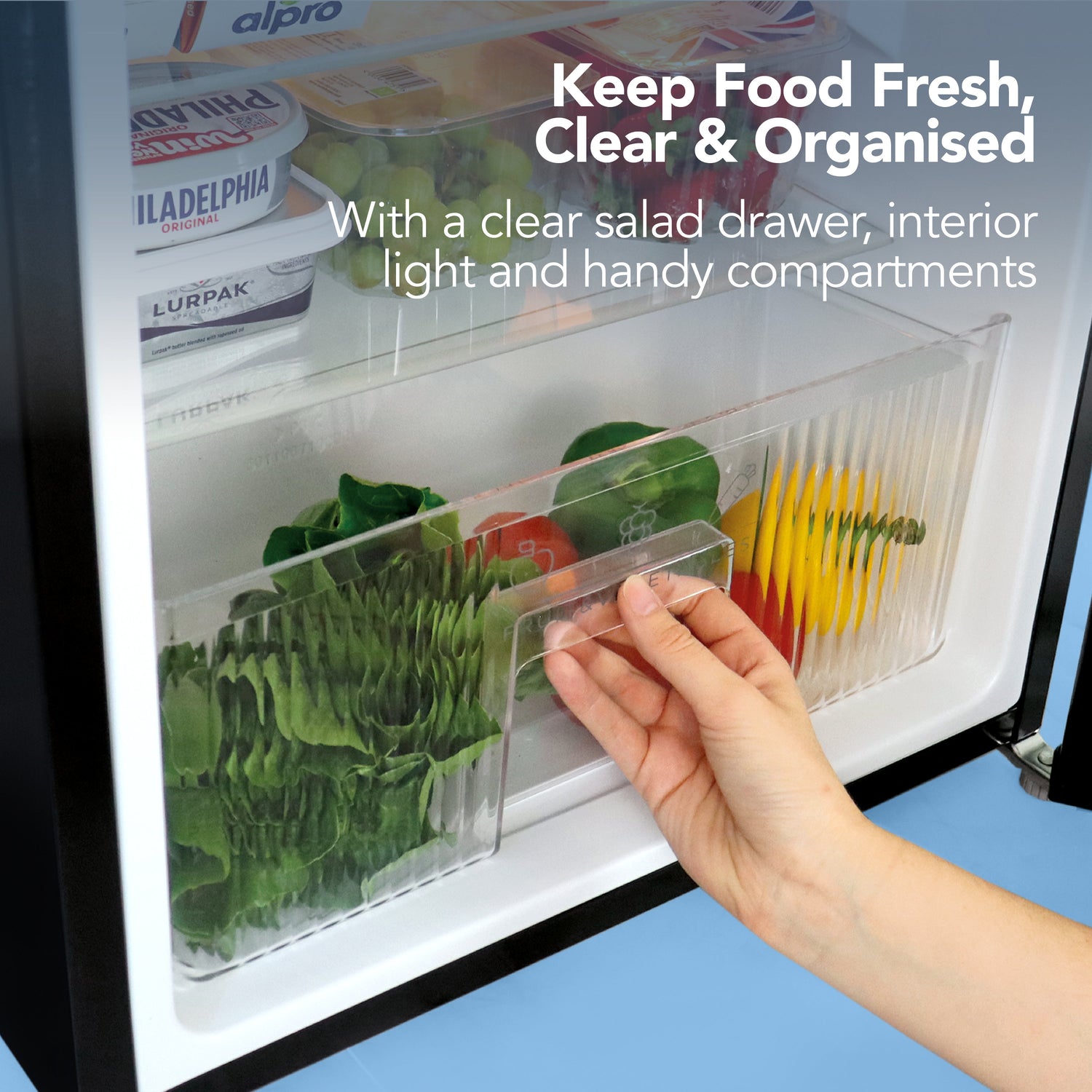 Under Counter Fridge Freezer, 87 Litre, Black