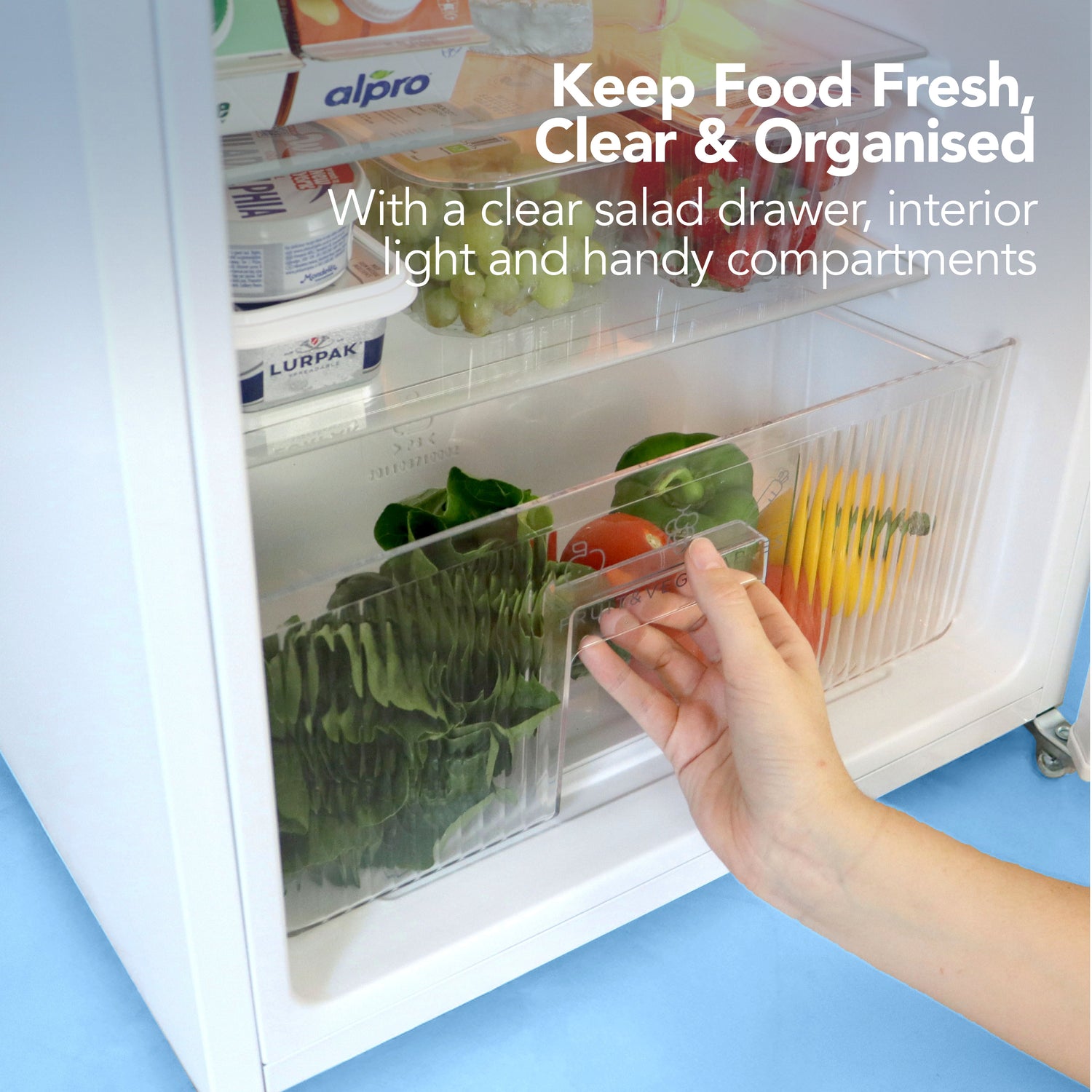 Under Counter Fridge Freezer, 87 Litre, White