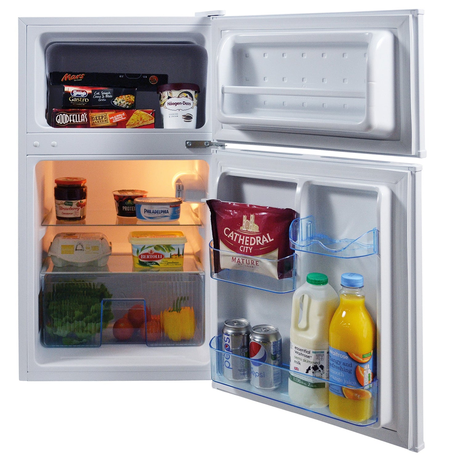 Under Counter Fridge Freezer, 87 Litre, White
