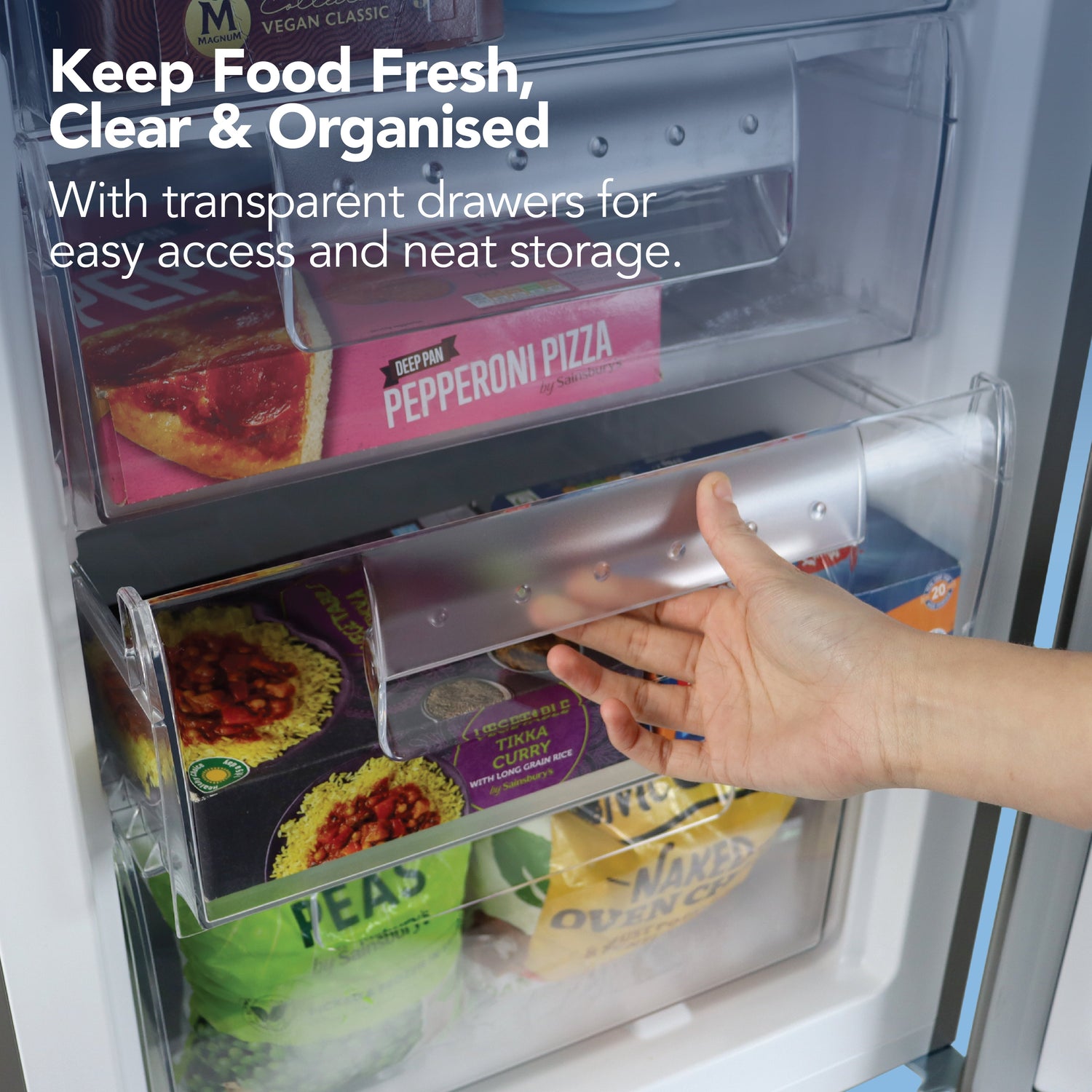 Under Counter Freezer, 91 Litre, Reversible Doors, Silver