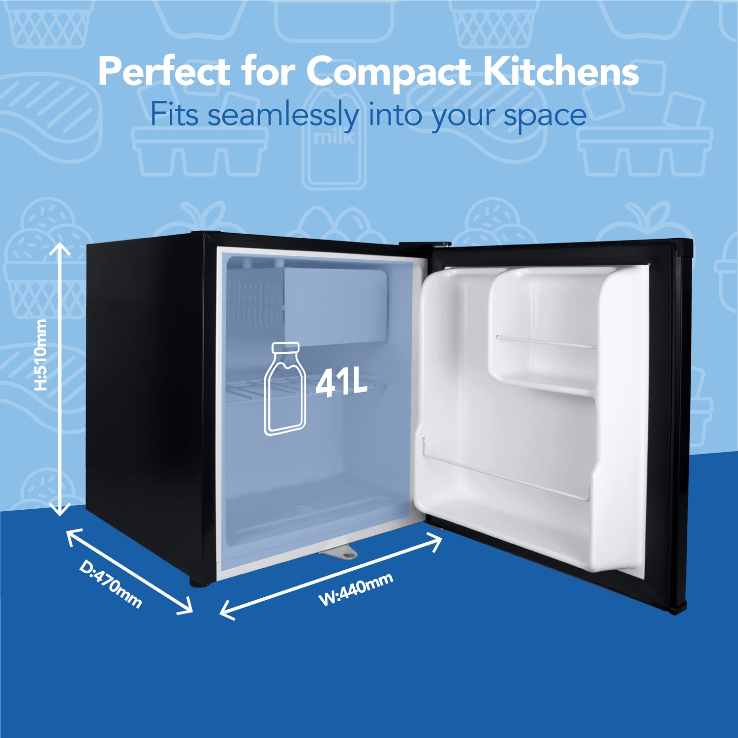 Table Top Fridge with Lockable Door, 41 Litre, Black
