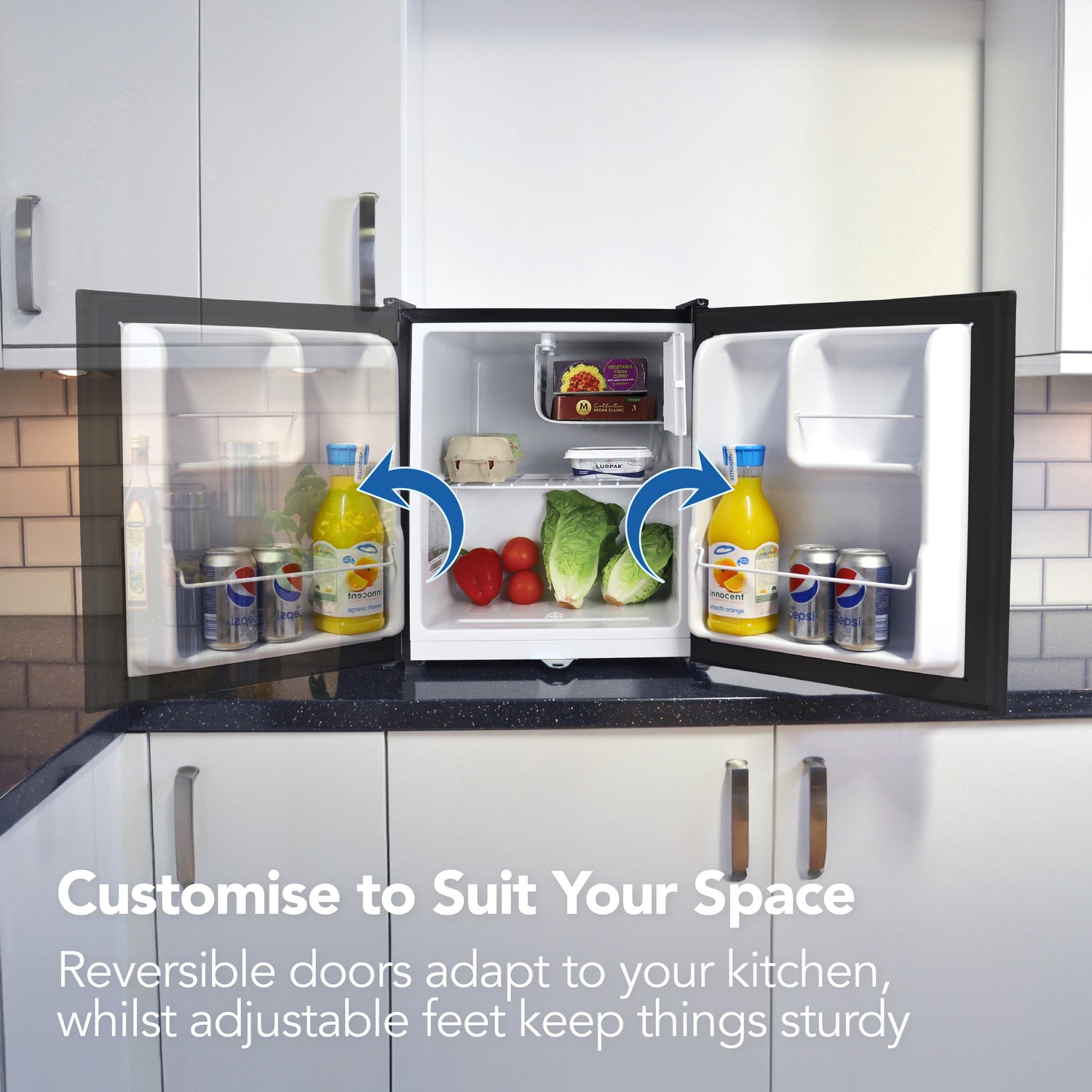 Table Top Fridge with Lockable Door, 41 Litre, Black