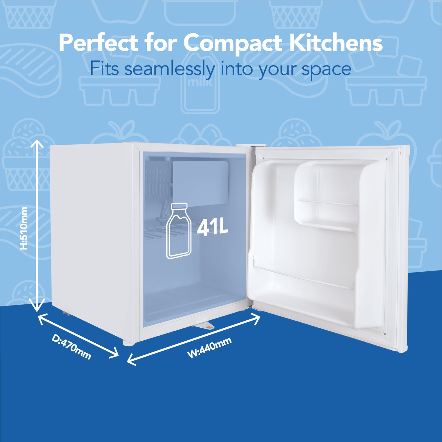 Table Top Fridge with Lockable Door, 41 Litre, White