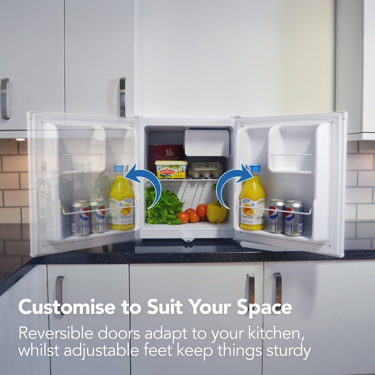 Table Top Fridge with Lockable Door, 41 Litre, White