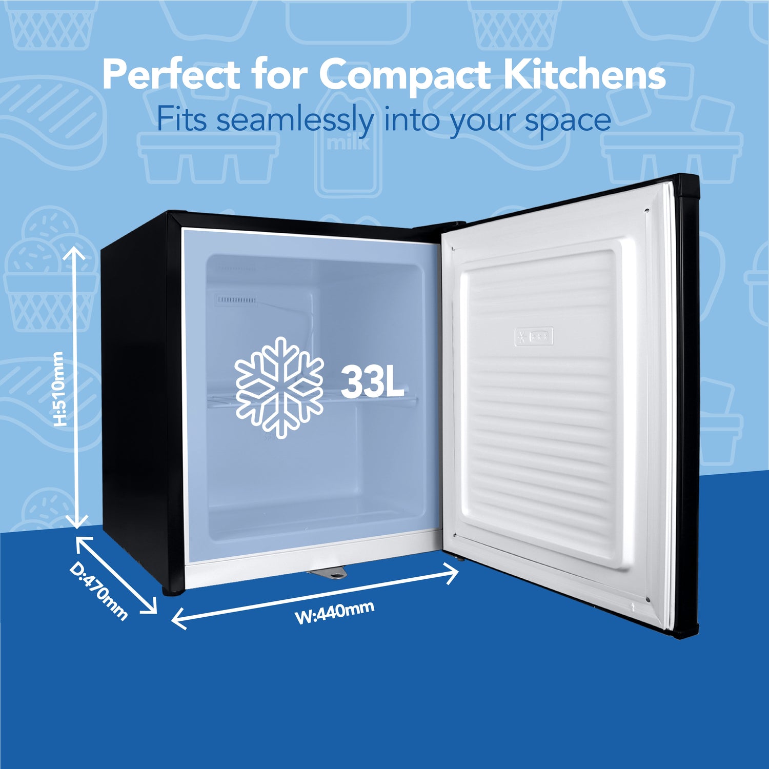 Table Top Freezer with Lockable Door, 33 Litre, Black