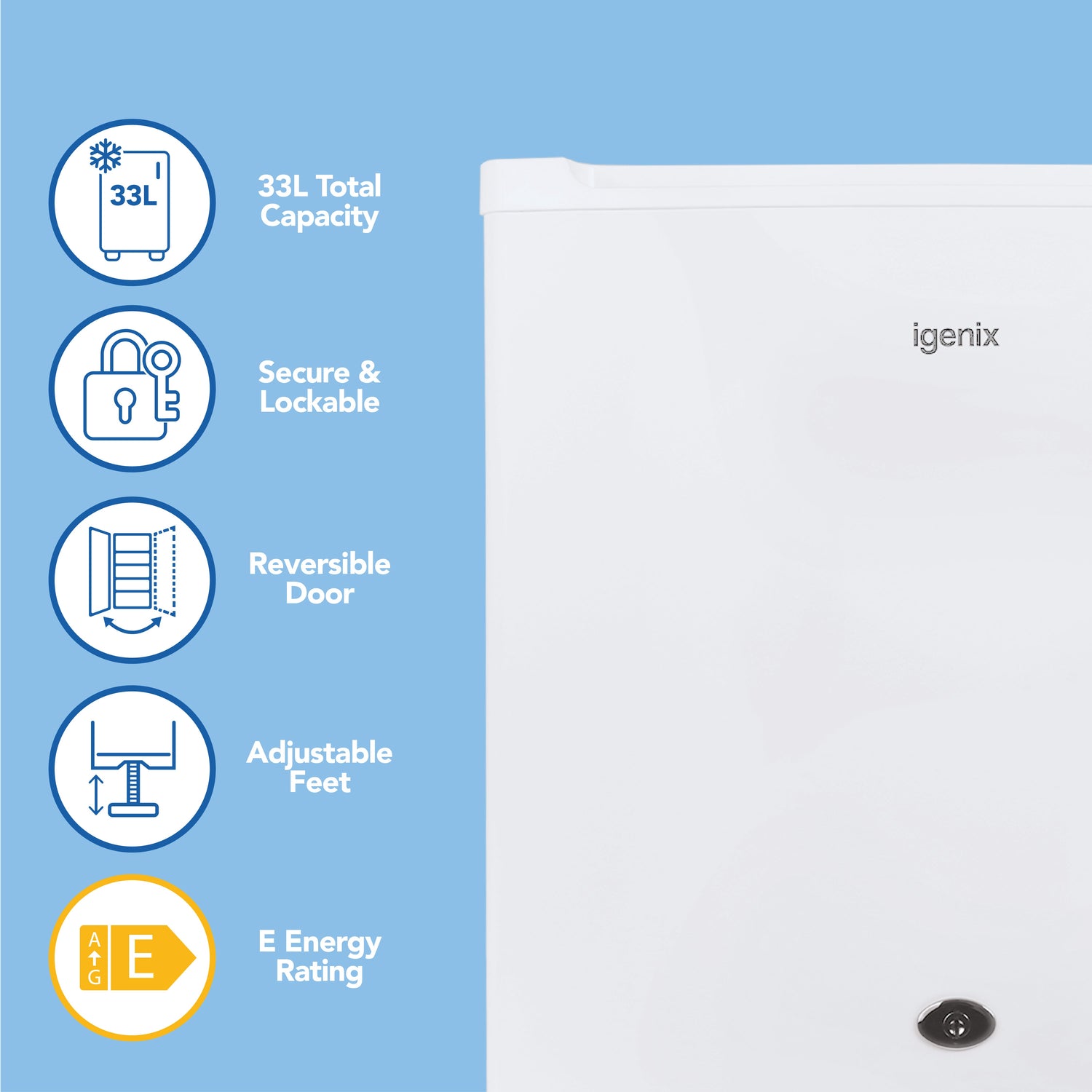 Table Top Freezer with Lockable Door, 33 Litre, White