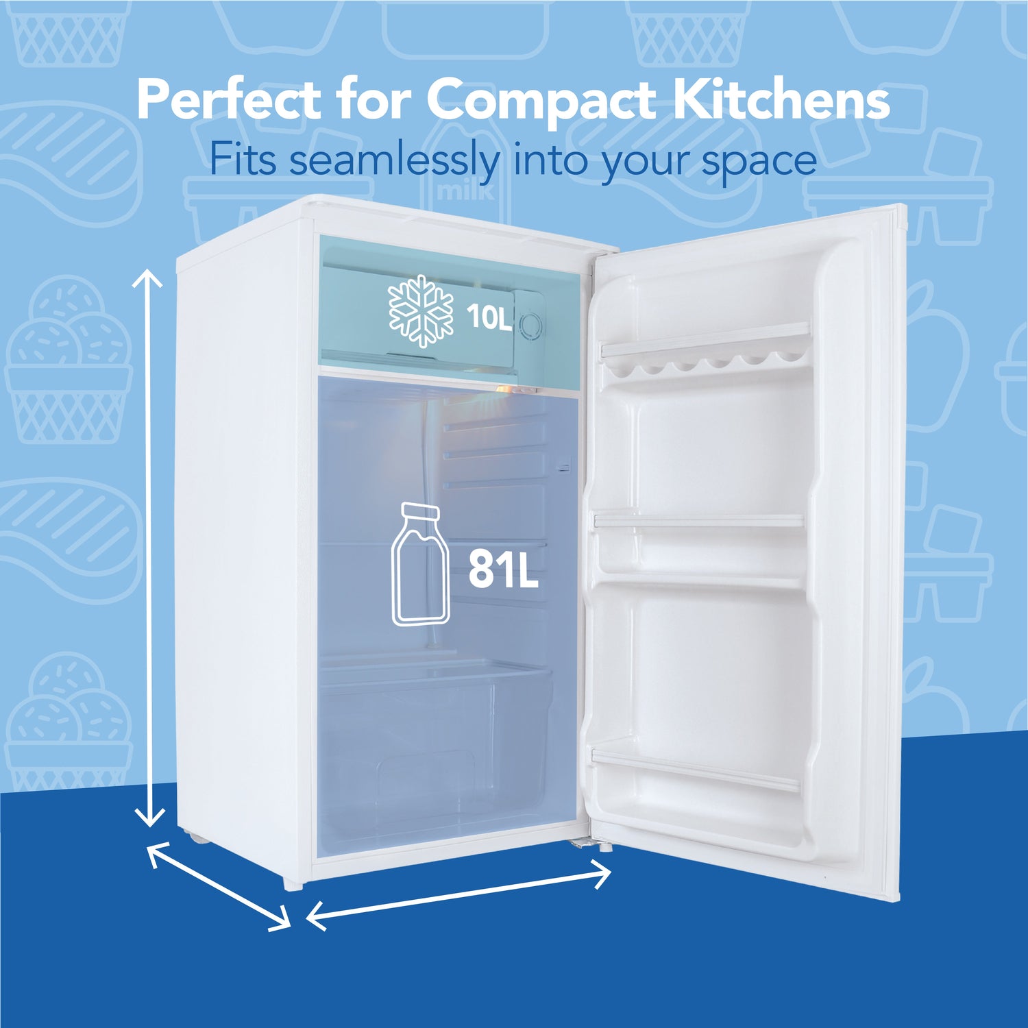 Under Counter Fridge with Chill Box, 91 Litre, White