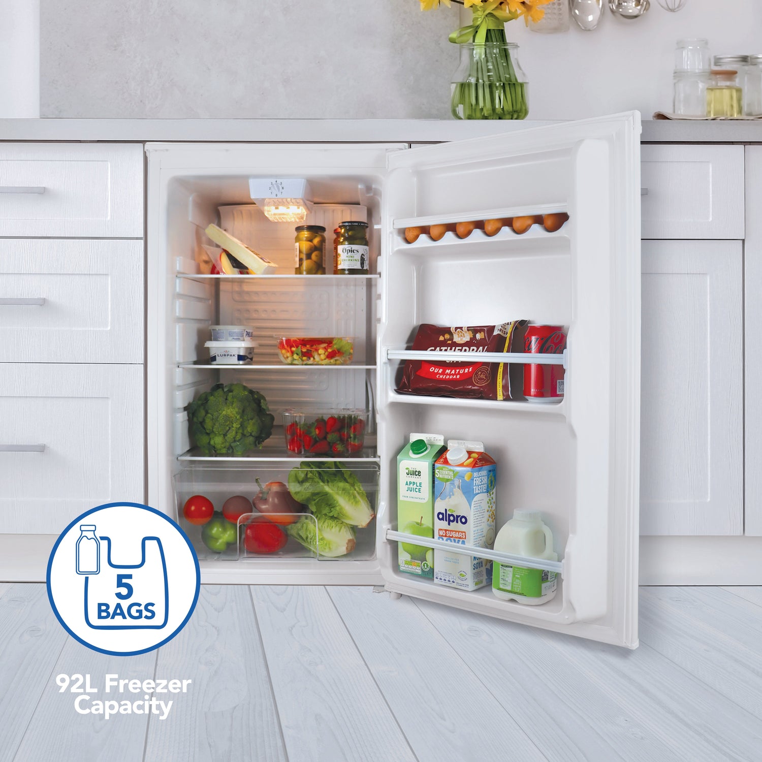 Under Counter Larder Fridge, 92 Litres, White