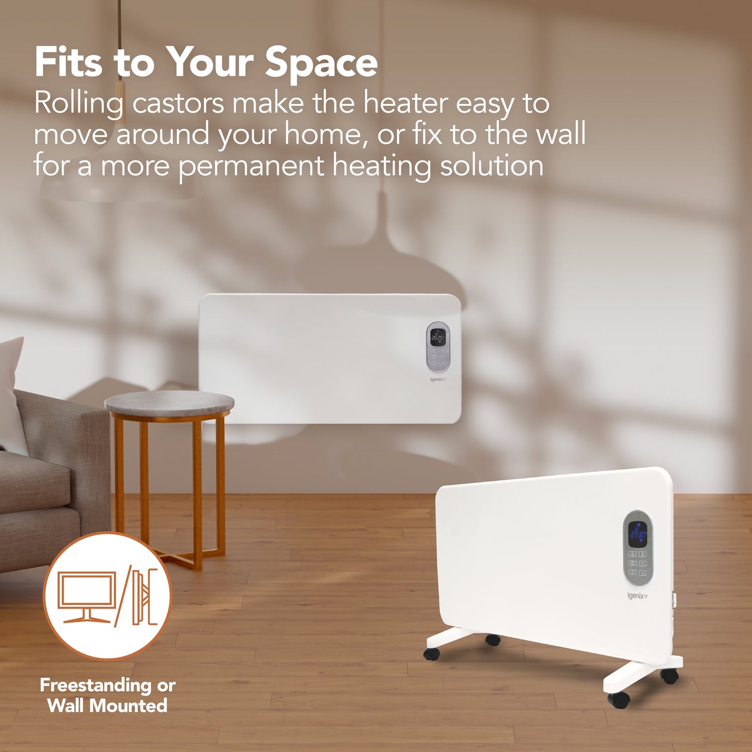 Smart Electric Panel Heater, 1500W, White