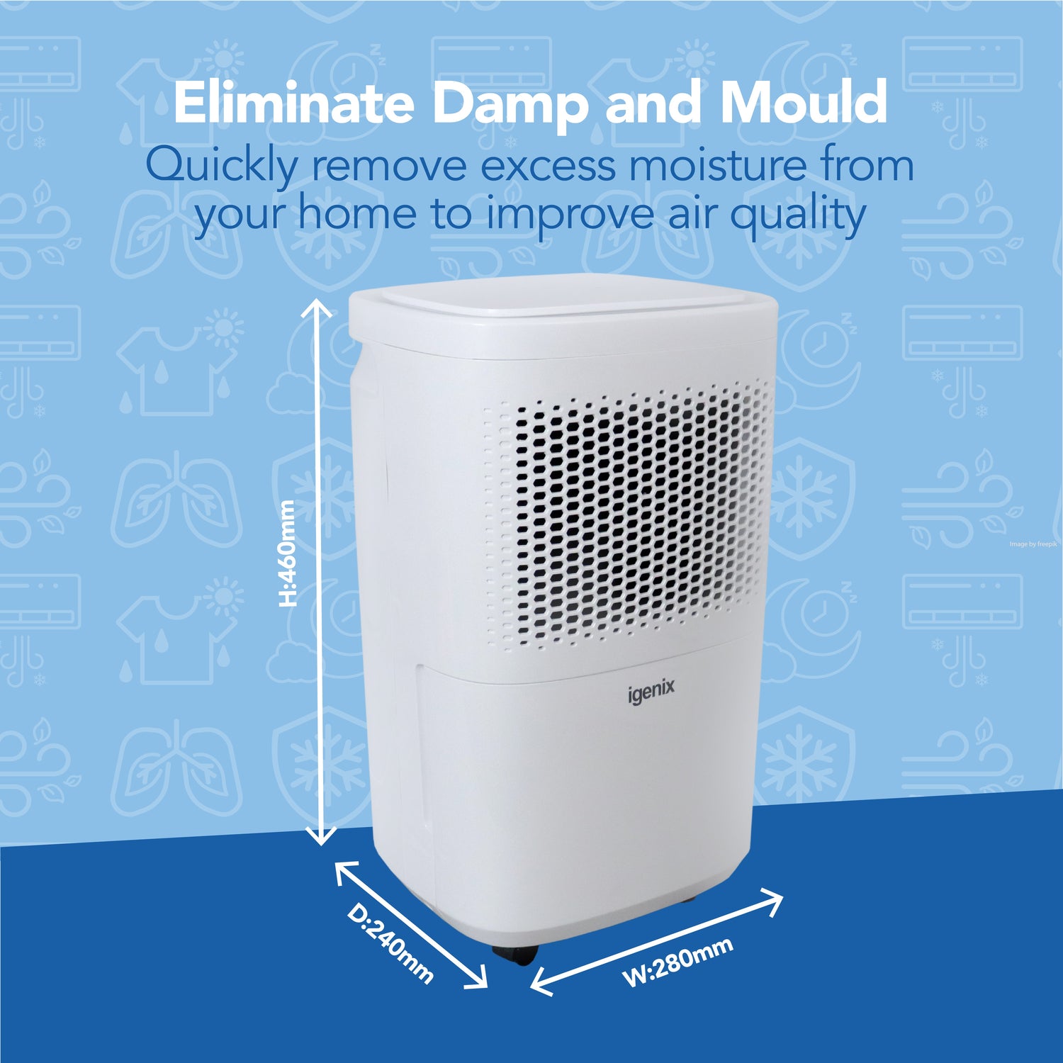 Portable Dehumidifier, Extracts 12 Litres per Day