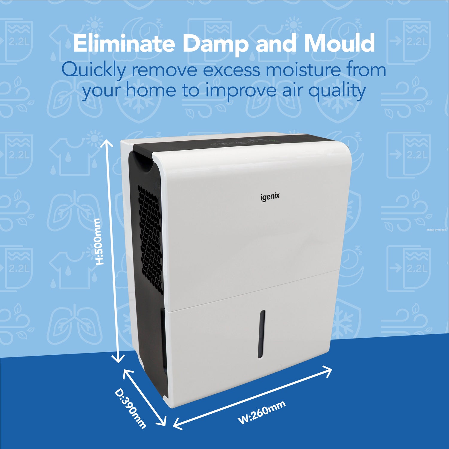 Portable Dehumidifier, Extracts 30 Litres per Day