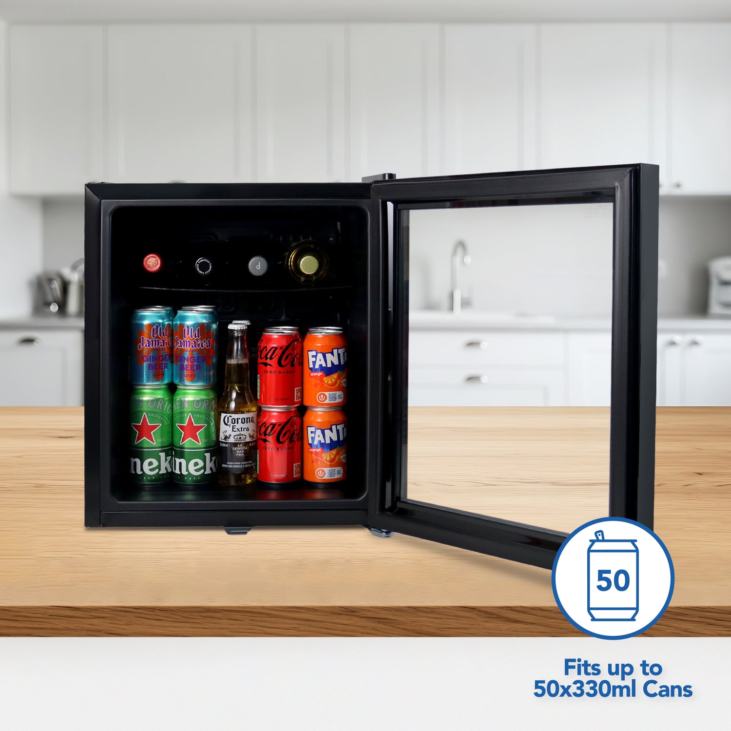 Tabletop Drinks Fridge, 48 Litre, Black