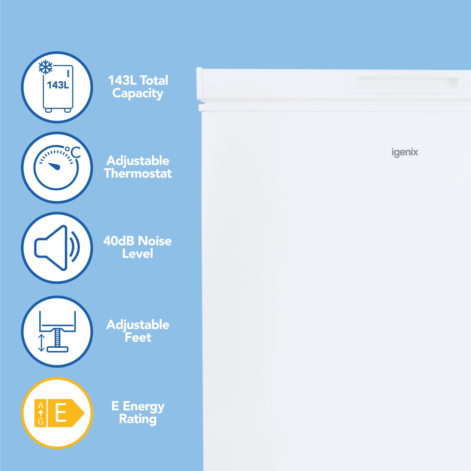 Freestanding Chest Freezer, 143 Litre, White